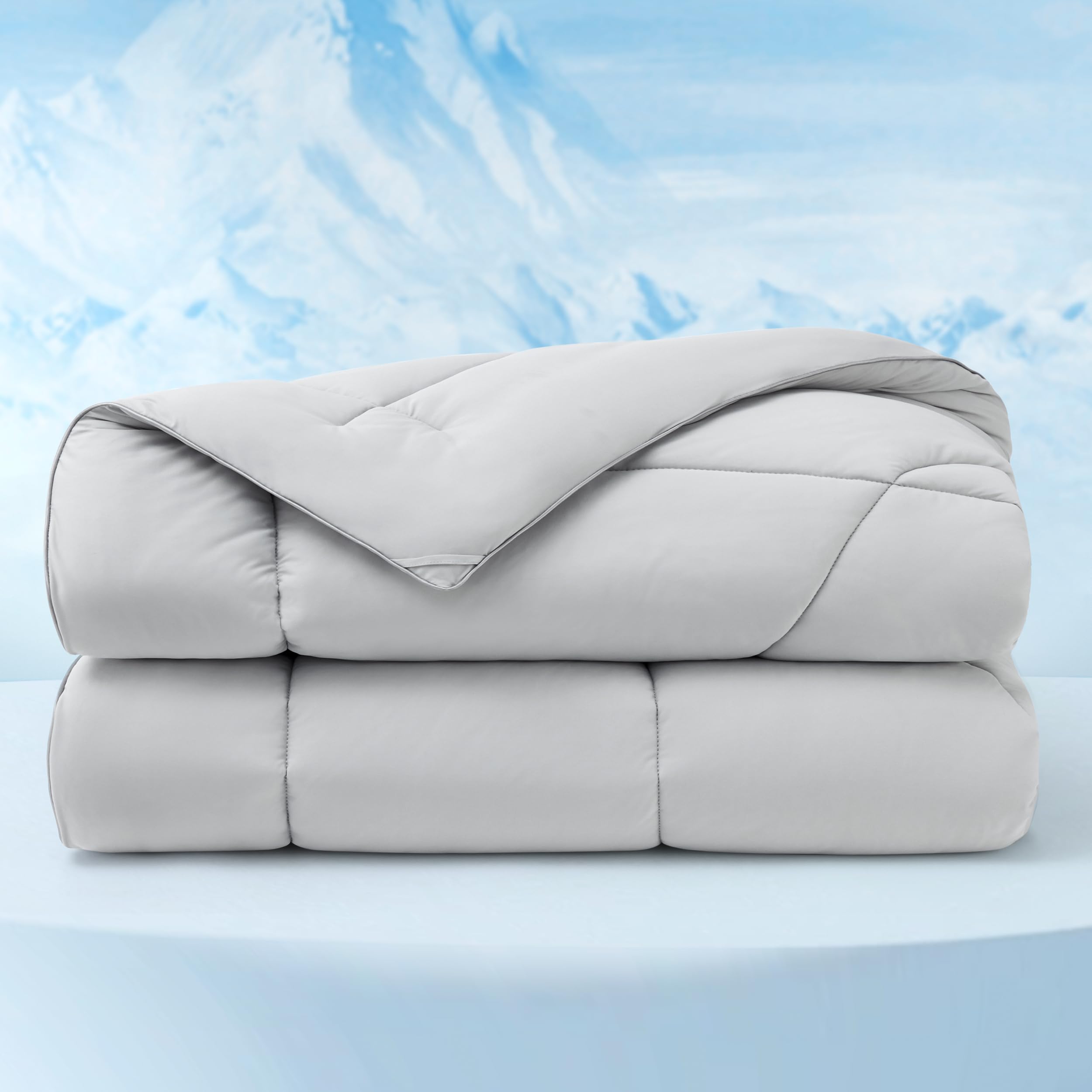 Bedsure Cooling Comforter King Size - Breathable & Lightweight Summer Blanket for Hot Sleepers, Q-Max>0.4, Double-Sided Cooling Technology, Grey, 102x90 Inches - Perfect for Bedroom, Guest Room, and Dorm Use