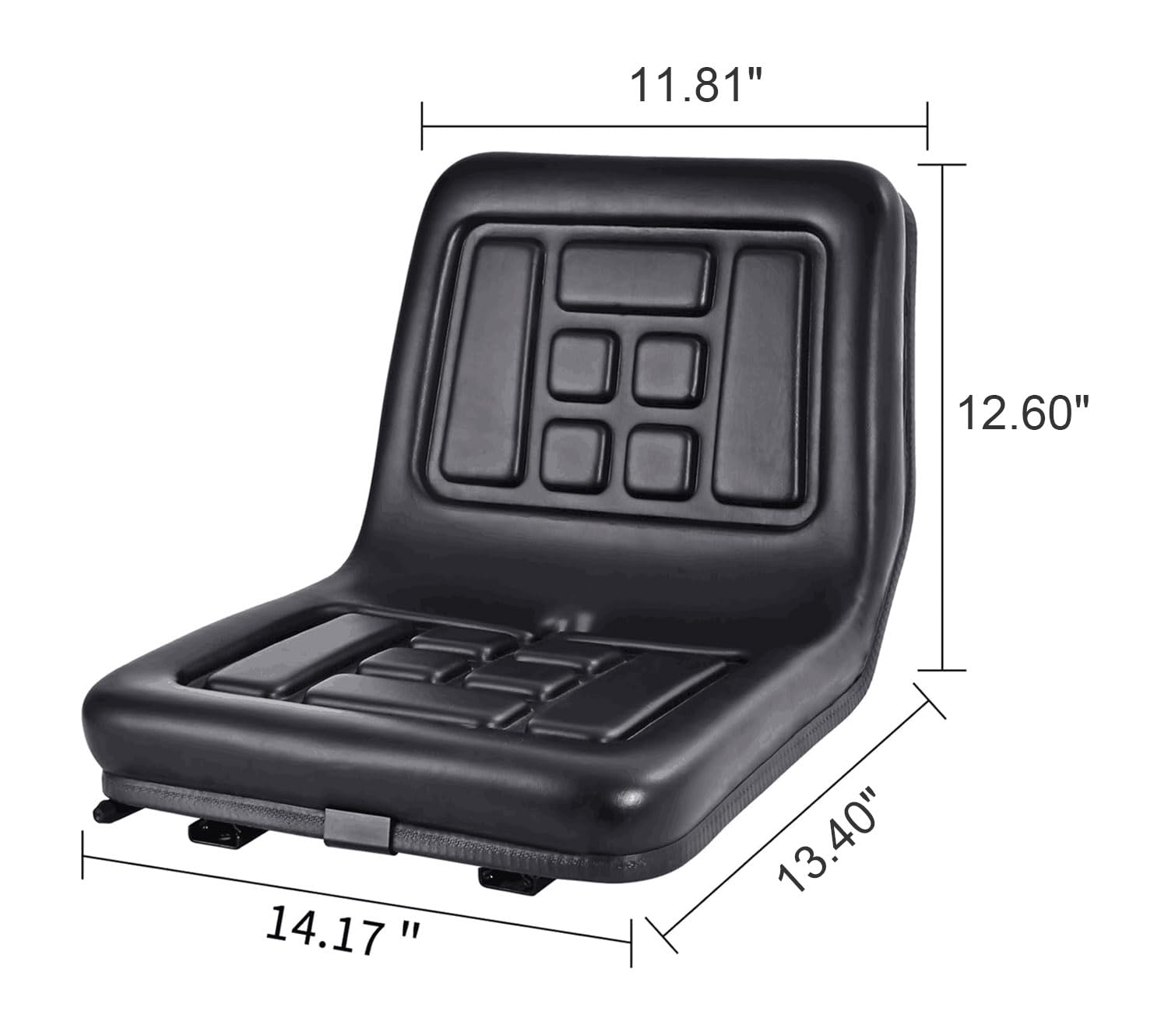 Heavy Duty Universal Tractor Seat Replacement - PVC Forklift & Lawn Mower Seat with Slide Mechanism - Perfect for Tractors, Forklifts, Excavators & Agricultural Equipment