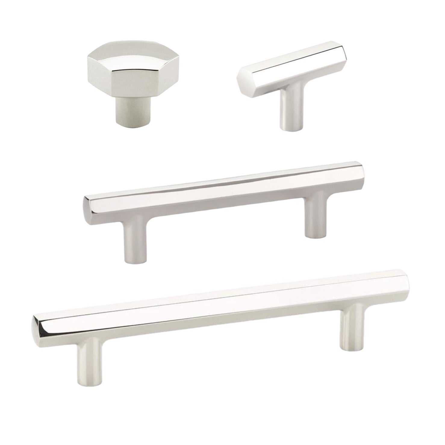 Modern Geometric Polished Nickel Cabinet Knobs and Drawer Pulls - Sleek Hardware for Kitchen, Bathroom & Furniture Upgrade - Perfect for Home Renovation and DIY Projects
