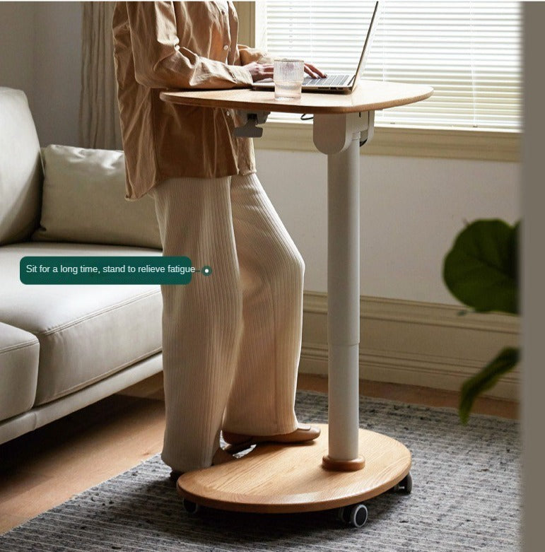 Ergonomic Oak Solid Wood Pneumatic Adjustable Standing Desk - Height Adjustable Home Office Desk for Work from Home & Study - Perfect for Remote Work, Gaming & Crafting