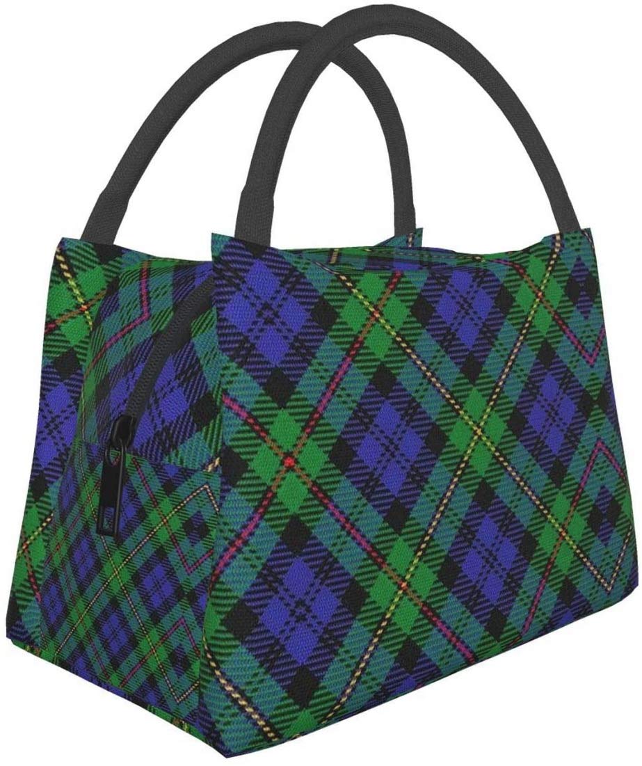 Portable Insulated Lunch Bag - Scots Tartan Plaid for Office, School & Picnic