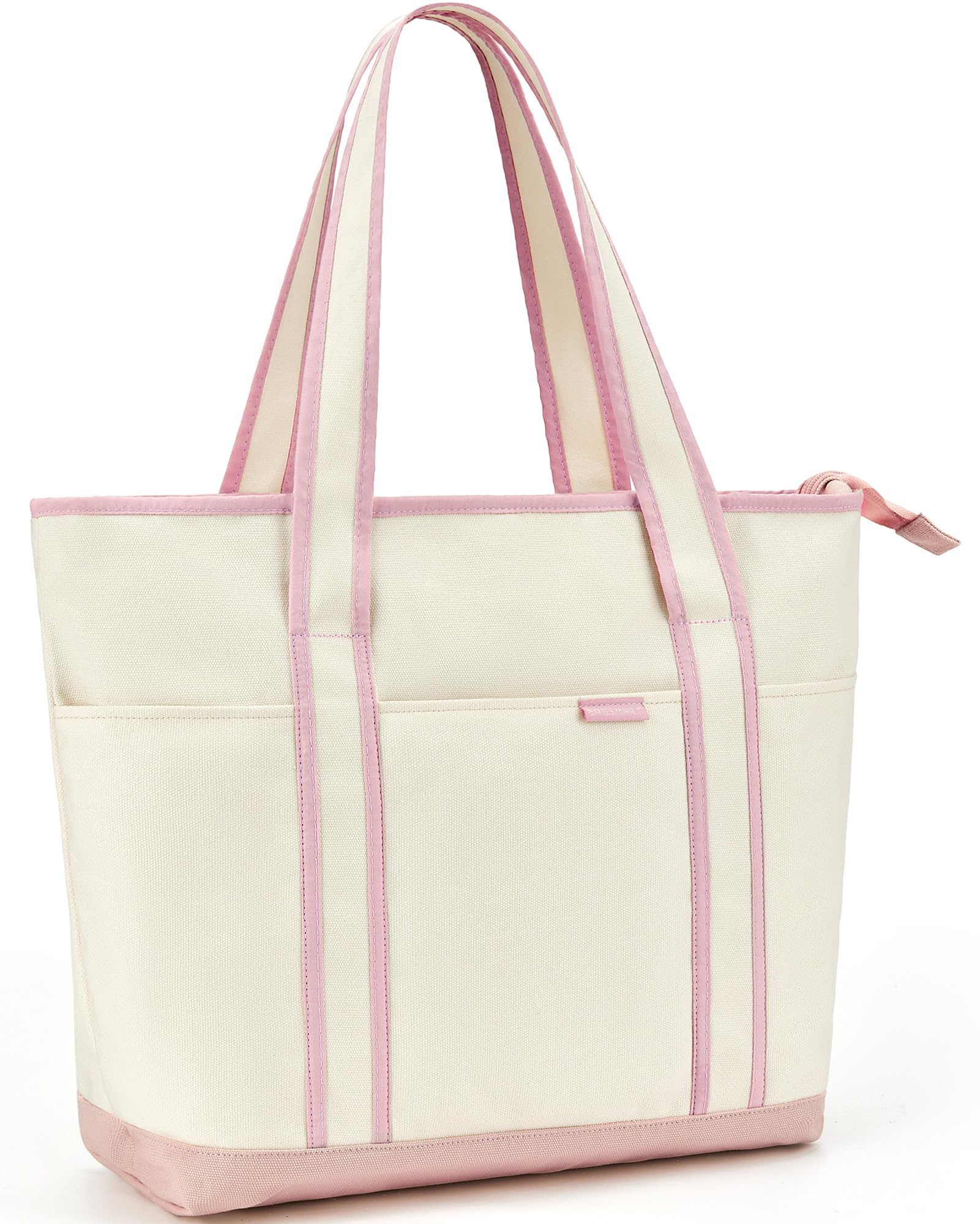 BAGSMART Women's Canvas Tote Bag with Zipper & Multiple Compartments - Stylish Shoulder Handbag for Travel, Shopping, Work & Daily Use | Durable & Spacious Organizer Purse for Commute, Beach & Office Essentials