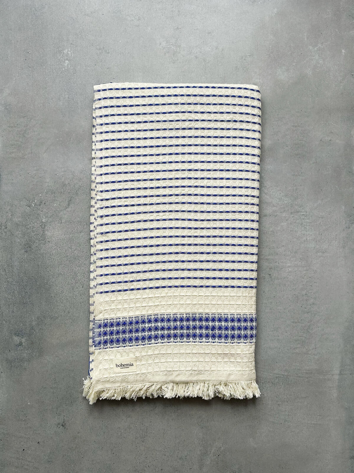 Premium Milos Check Hammam Towel - Soft 100% Cotton Turkish Bath Towel, Lightweight & Absorbent, Blue - Perfect for Spa, Beach, Yoga & Travel Accessories