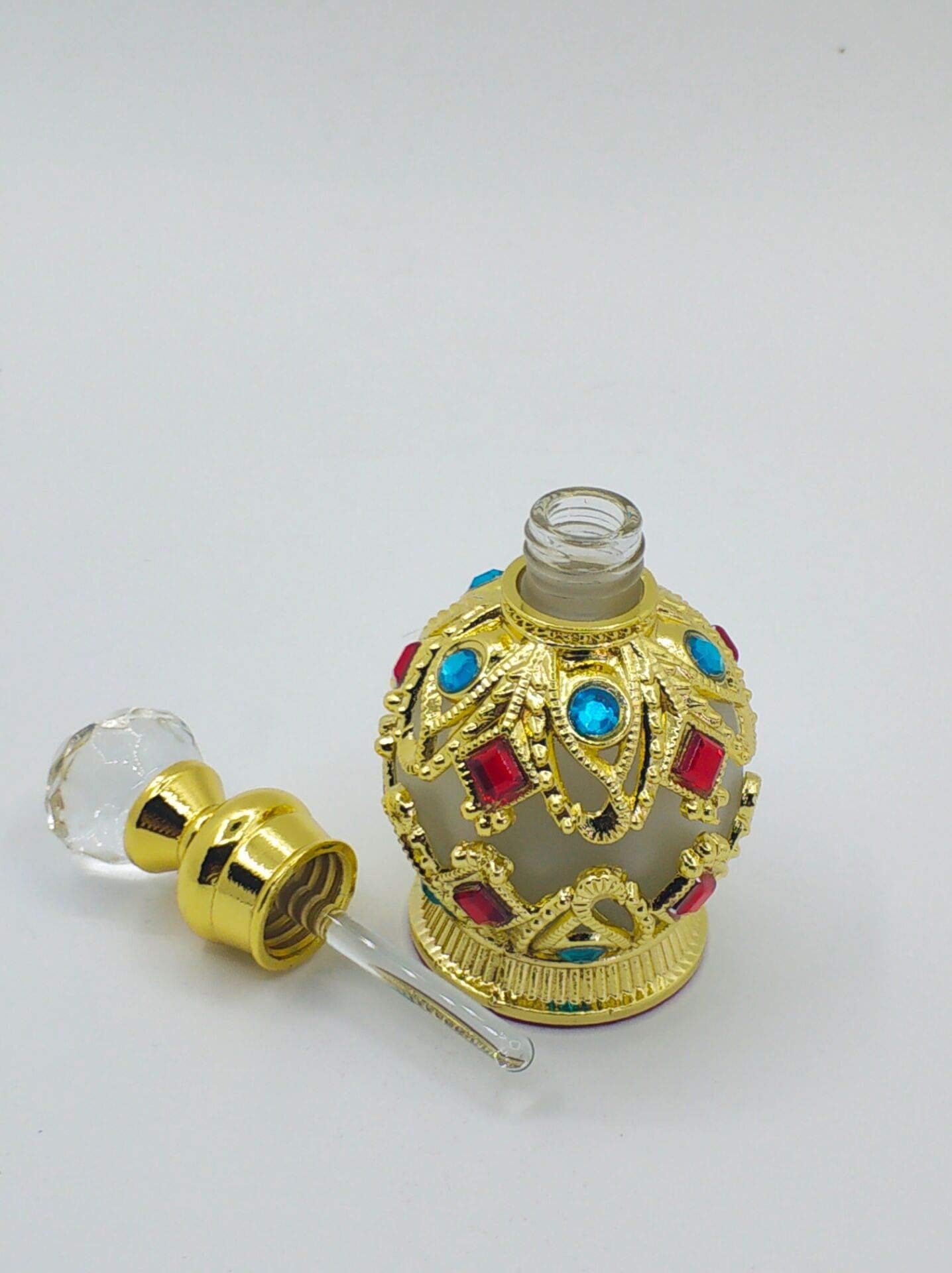 Shenzhao 15ml Refillable Empty Perfume Bottle - Round Diamond Design for Perfume & Essential Oils (Gold) | Travel, Gift & Home Fragrance Accessory