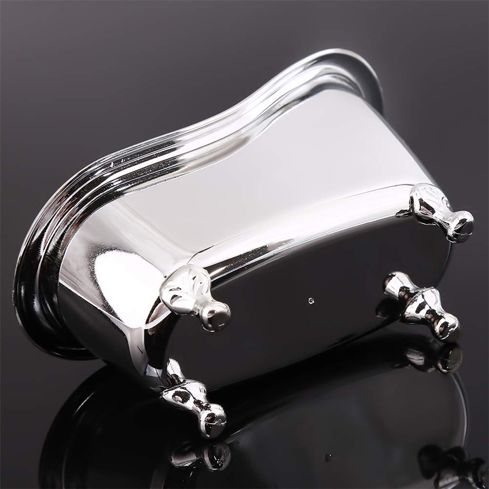 Mini Bathtub Storage Box for Jewelry & Makeup - Silver Desktop Organizer for Bathroom & Vanity