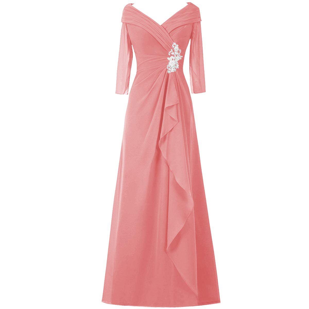 Elegant Chiffon Mother of The Bride Dresses | Lace Wedding Guest Evening Gowns for Women | Half Sleeve Formal Attire | Perfect for Weddings, Receptions & Special Occasions