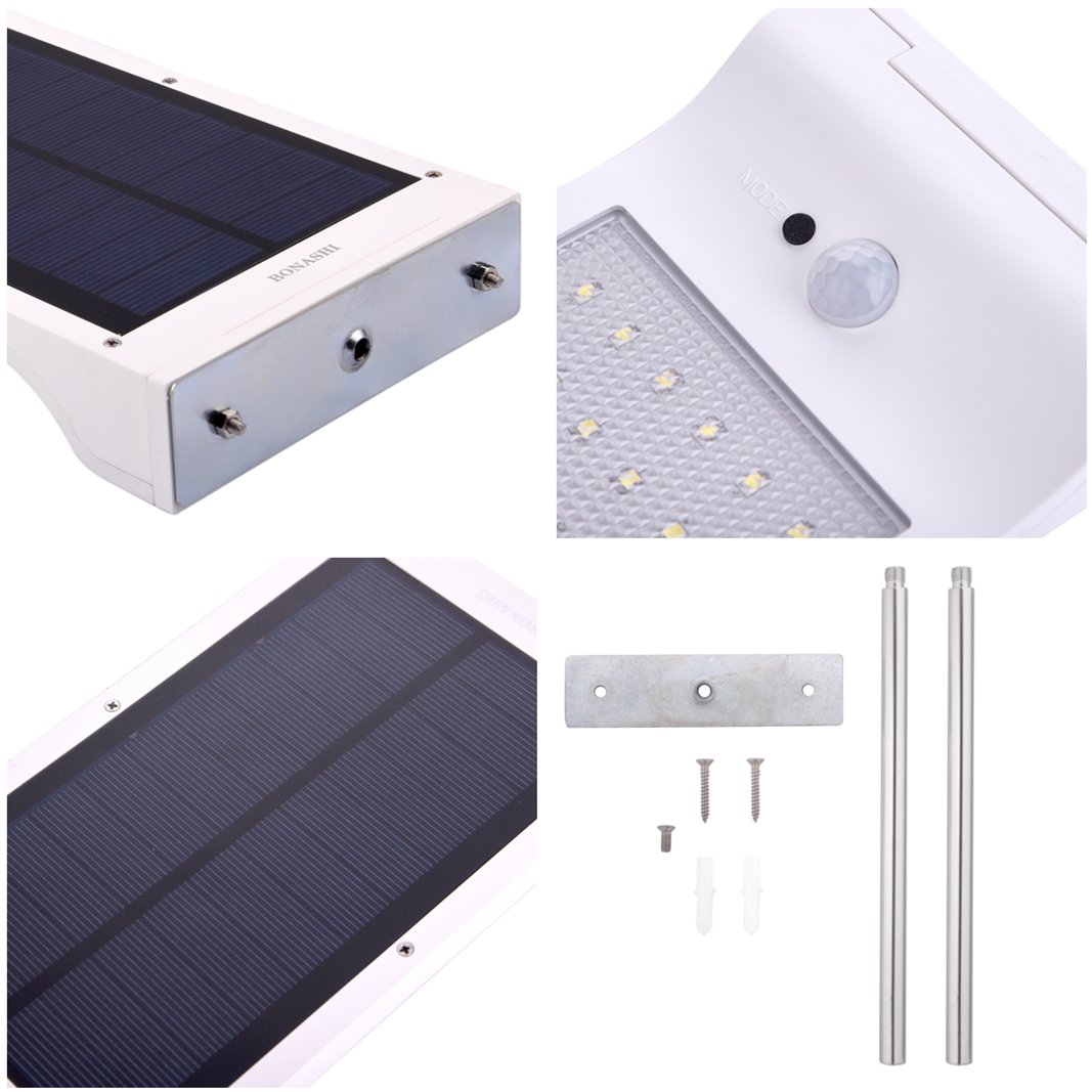 Solar Powered Outdoor Wall Lights with Motion Sensor - Waterproof Security Lighting for Barn, Porch, Garage (2 Pack, White) | Perfect for Pathway, Garden, and Backyard Illumination