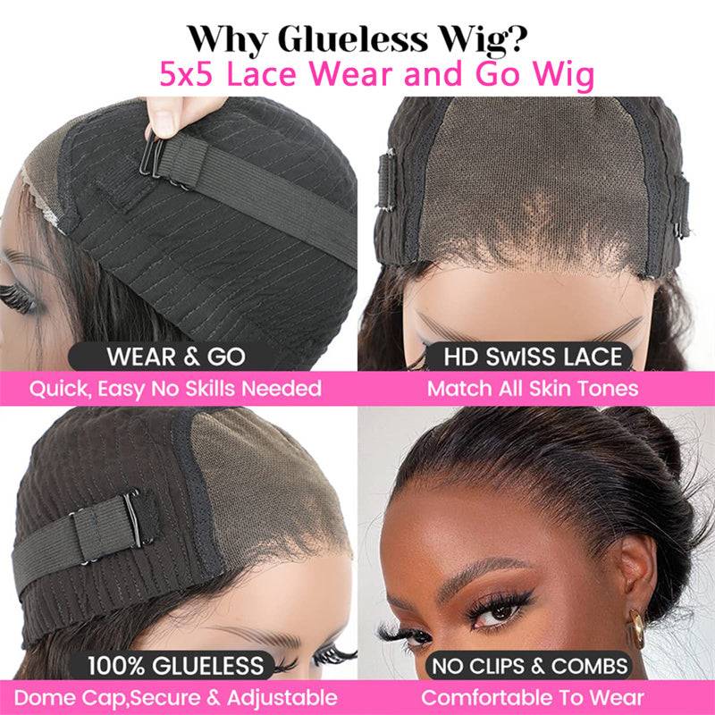 Eullair Kinky Curly Human Hair Wig - Glueless 6x4 & 5x5 Lace Front Wig with Pre-Cut Lace | Beginner Friendly | 30s Quick Install | Natural Black | Perfect for Daily Wear, Cosplay & Special Occasions