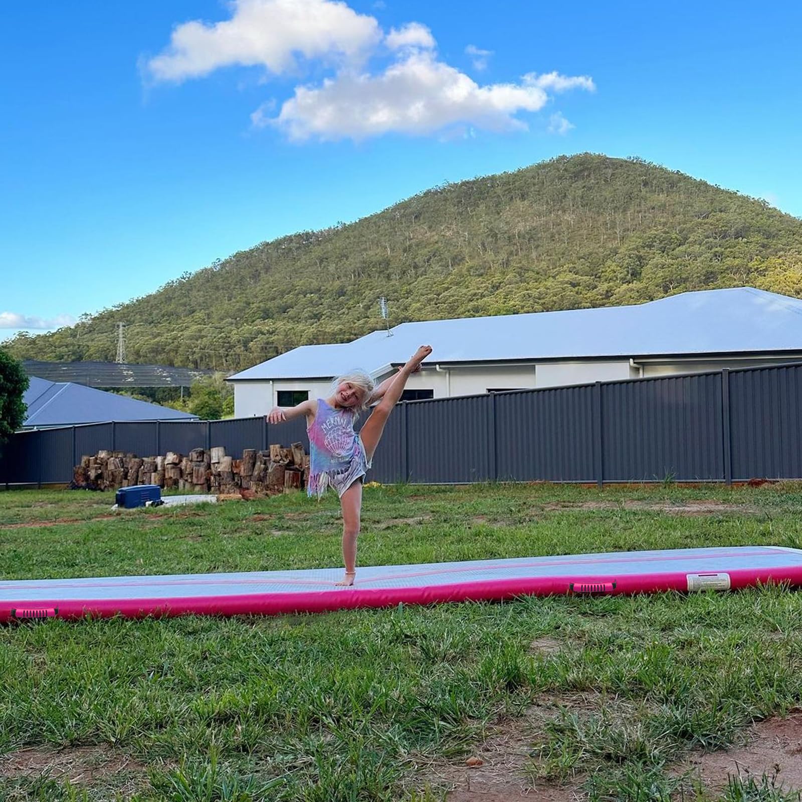 Inflatable Air Mat Tumble Track - Foldable Gymnastics Mat with Electric Pump for Home, Cheerleading, Kids Gym & Yoga Practice | Perfect for Indoor Training, Playroom & Backyard Activities