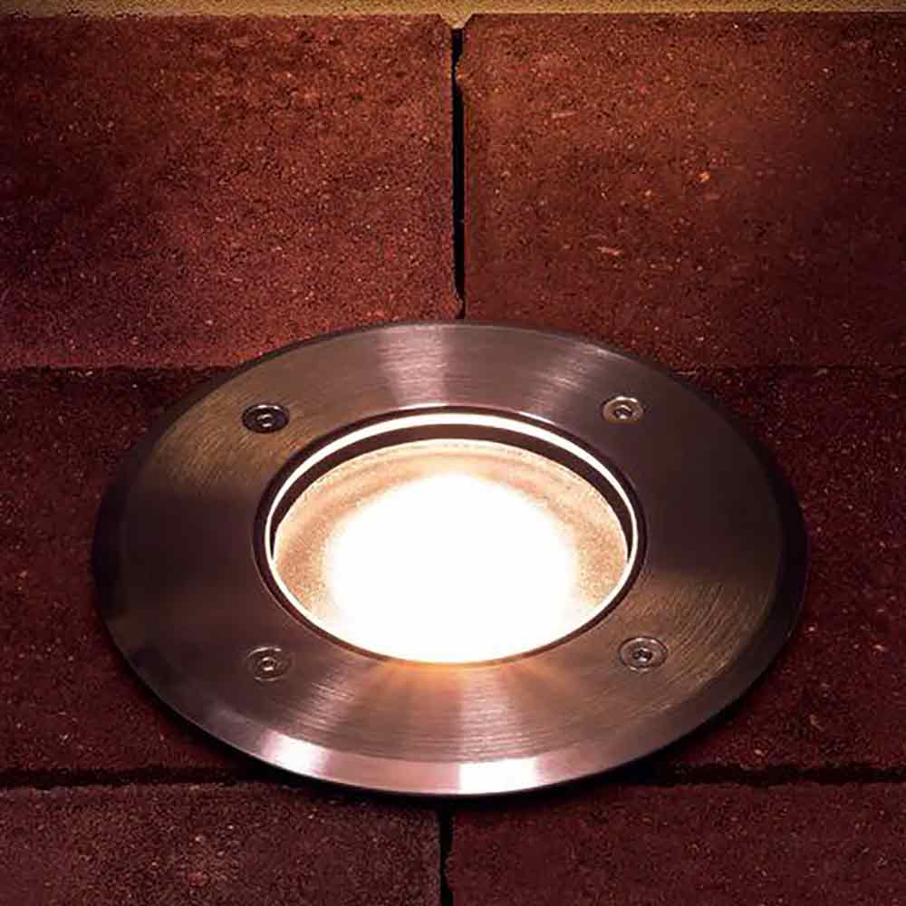 12V LED In-Ground Landscape Well Light, Round Flat Face Stainless Steel - Perfect for Garden, Pathway, and Outdoor Lighting