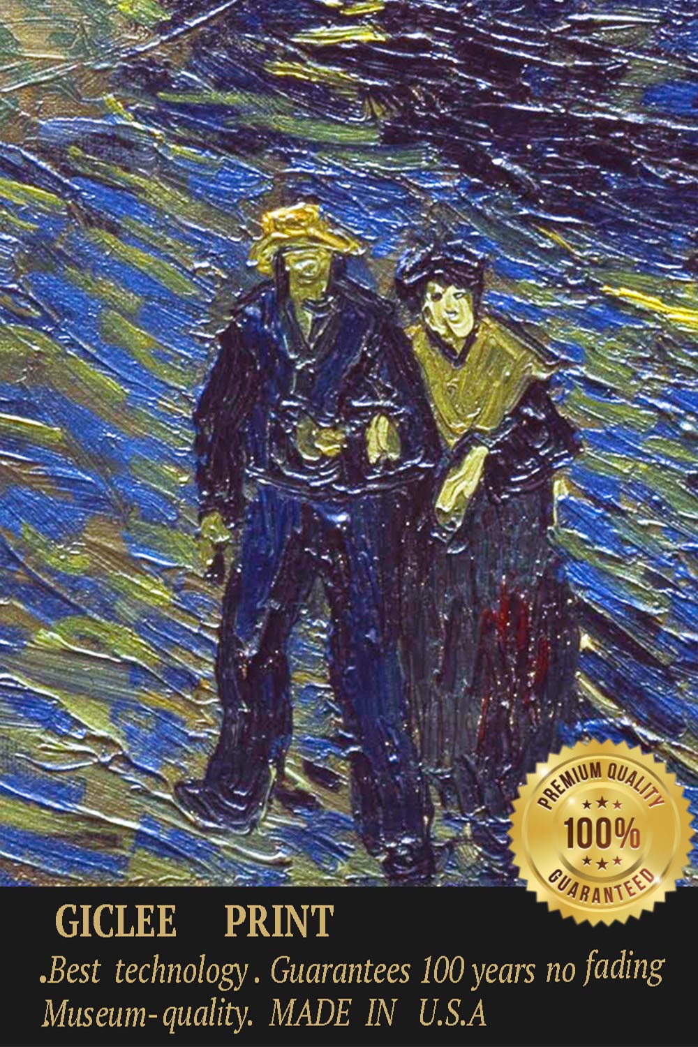 ELITEART Starry Night Over The Rhone by Vincent Van Gogh - Premium Giclee Oil Painting Reproduction on Canvas, Framed Wall Art (35