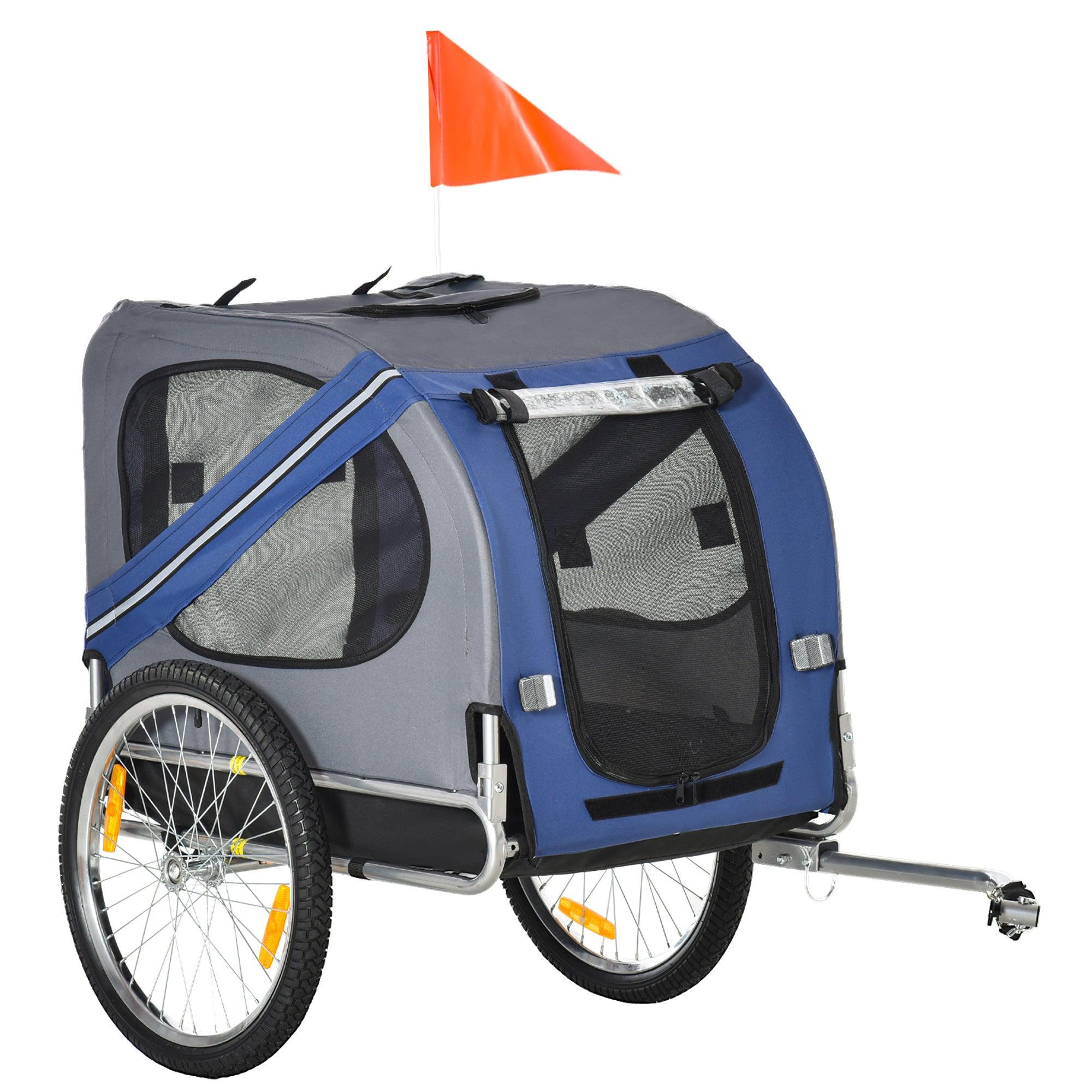 Premium Dog Bike Trailer - Heavy Duty Pet Bicycle Wagon with 3 Entry Points, Large Off-Road Wheels & Mesh Screen - Blue/Grey - Perfect for Outdoor Adventures, Camping & Beach Trips