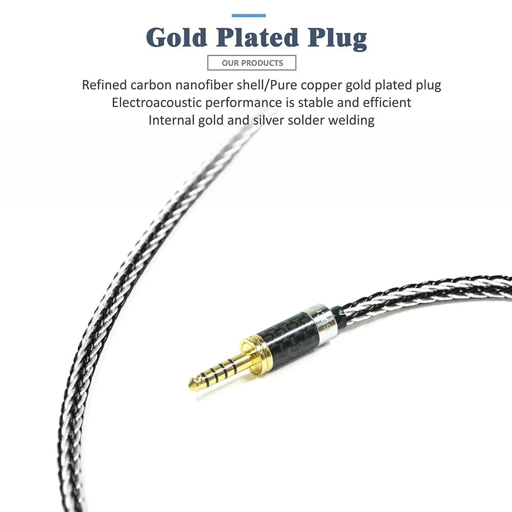 Premium GUCraftsman 0.78mm 2-Pin 16-Strand 7N Single Crystal Copper/Silver Hybrid Earphone Cable with MMCX Connector - Audiophile-Grade Upgrade for IEMs, Perfect for Hi-Fi Music & Studio Monitoring