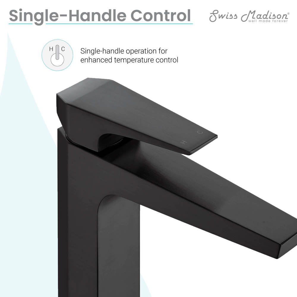 Matte Black Single Hole High Arc Bathroom Faucet - Voltaire Modern Single Handle Sink Faucet for Bathroom Vanity, Powder Room & Guest Bath Decor