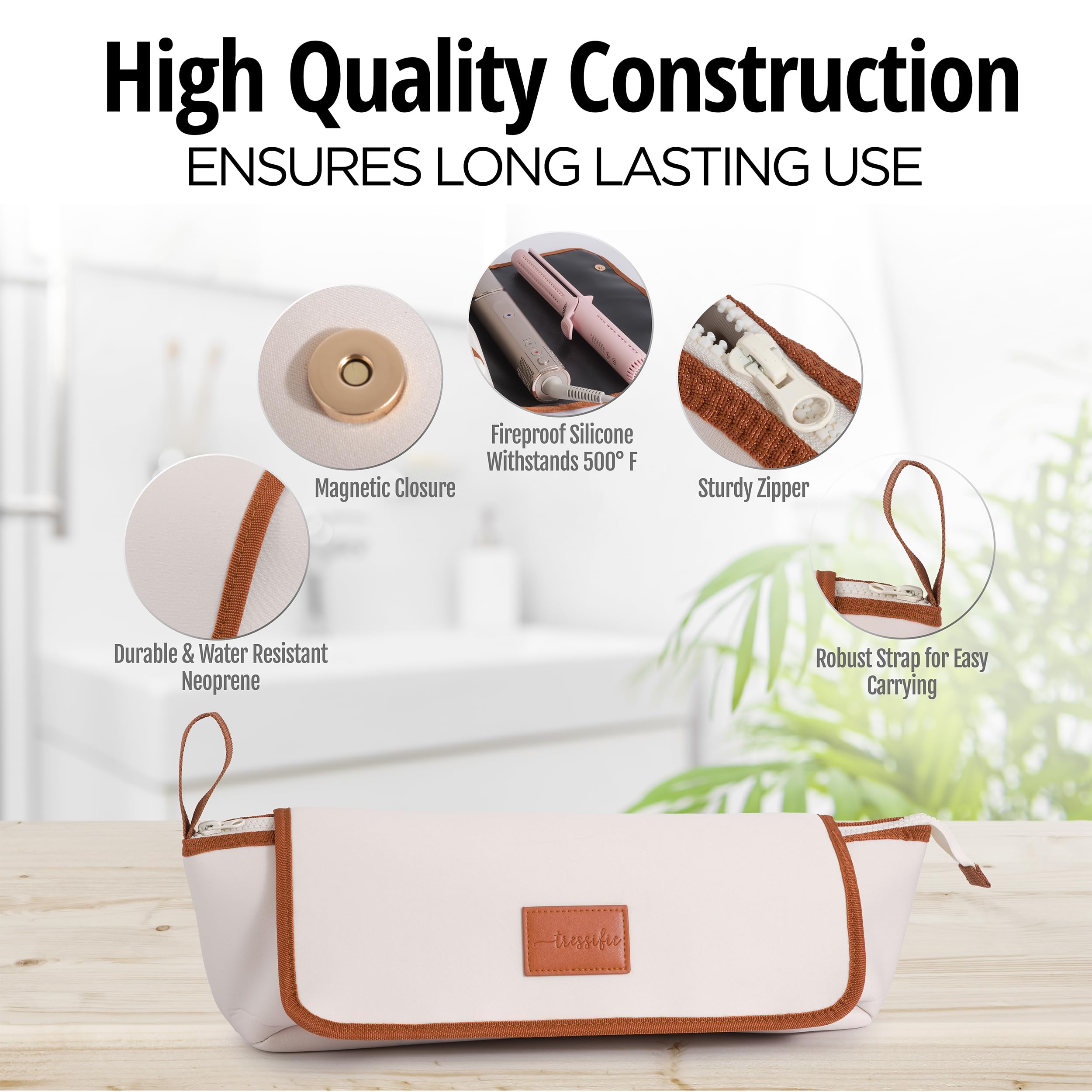 Heat Resistant Hair Tools Travel Bag - Large Hot Tool Organizer for Curling Irons & Flat Irons | Portable Styling Case with Heatproof Mat | Perfect for Women's Travel Essentials & Salon Professionals