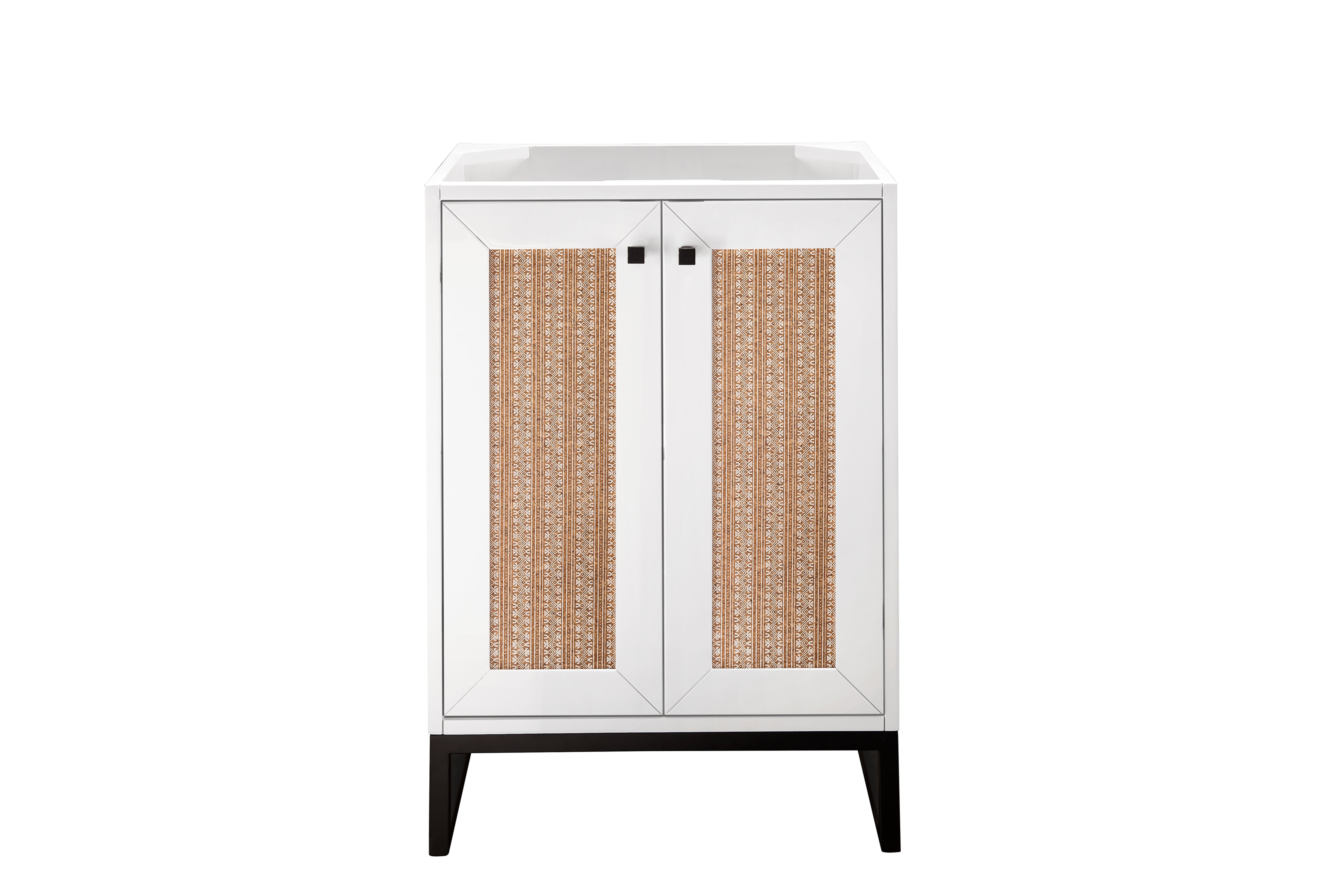 Chianti 24 Inch Single Vanity Cabinet with Soft Close Doors - Glossy White & Matte Black Finish for Bathroom Storage & Organization | Perfect for Modern Home, Apartment, or Guest Bathroom Decor