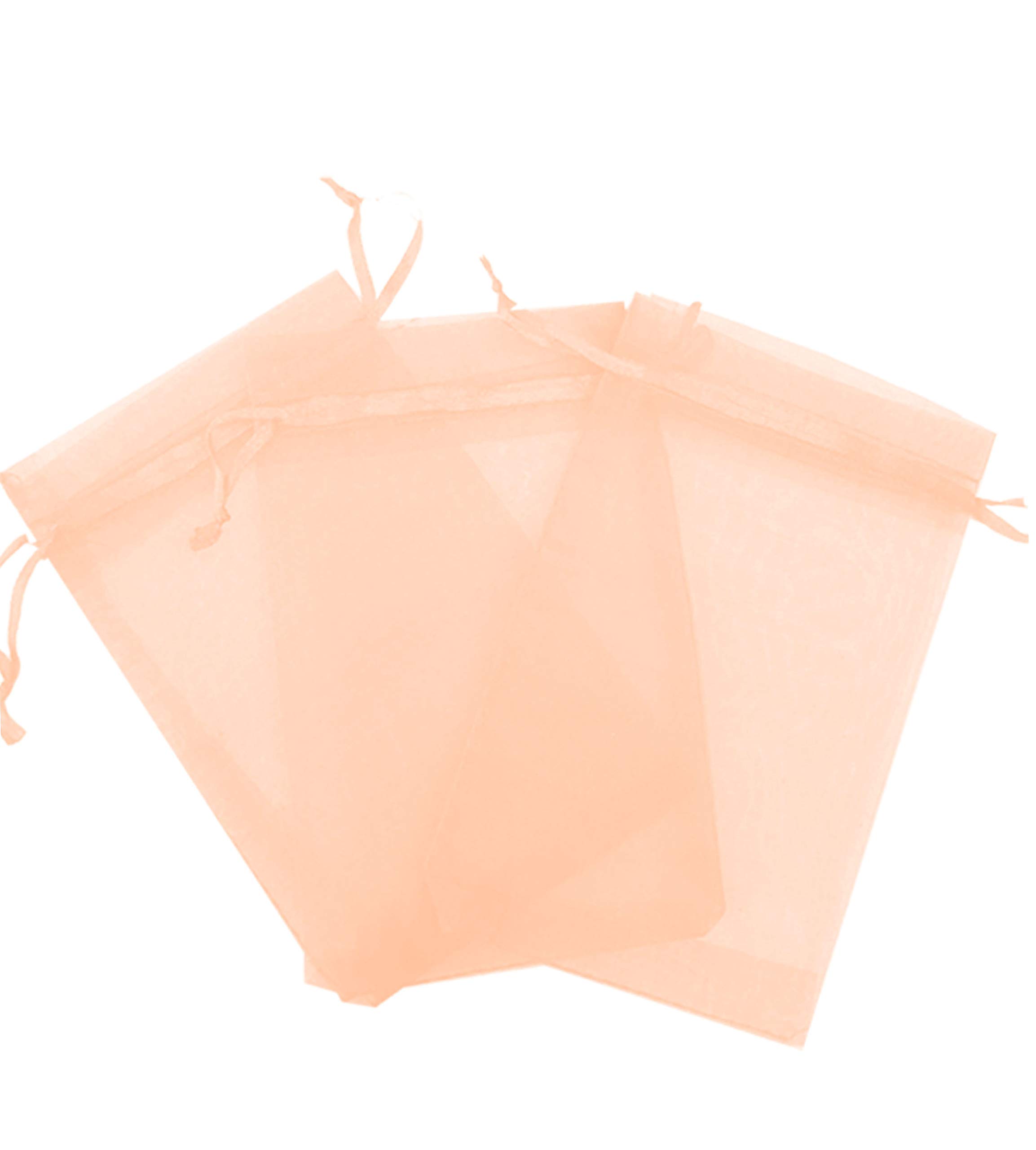 200 Pcs Peach 4x6 Inch Sheer Organza Drawstring Gift Bags for Jewelry, Wedding Favors, Party Decorations & Candy Packaging - Perfect for Bridal Showers, Baby Showers and Special Events [Kyezi Design and Craft]