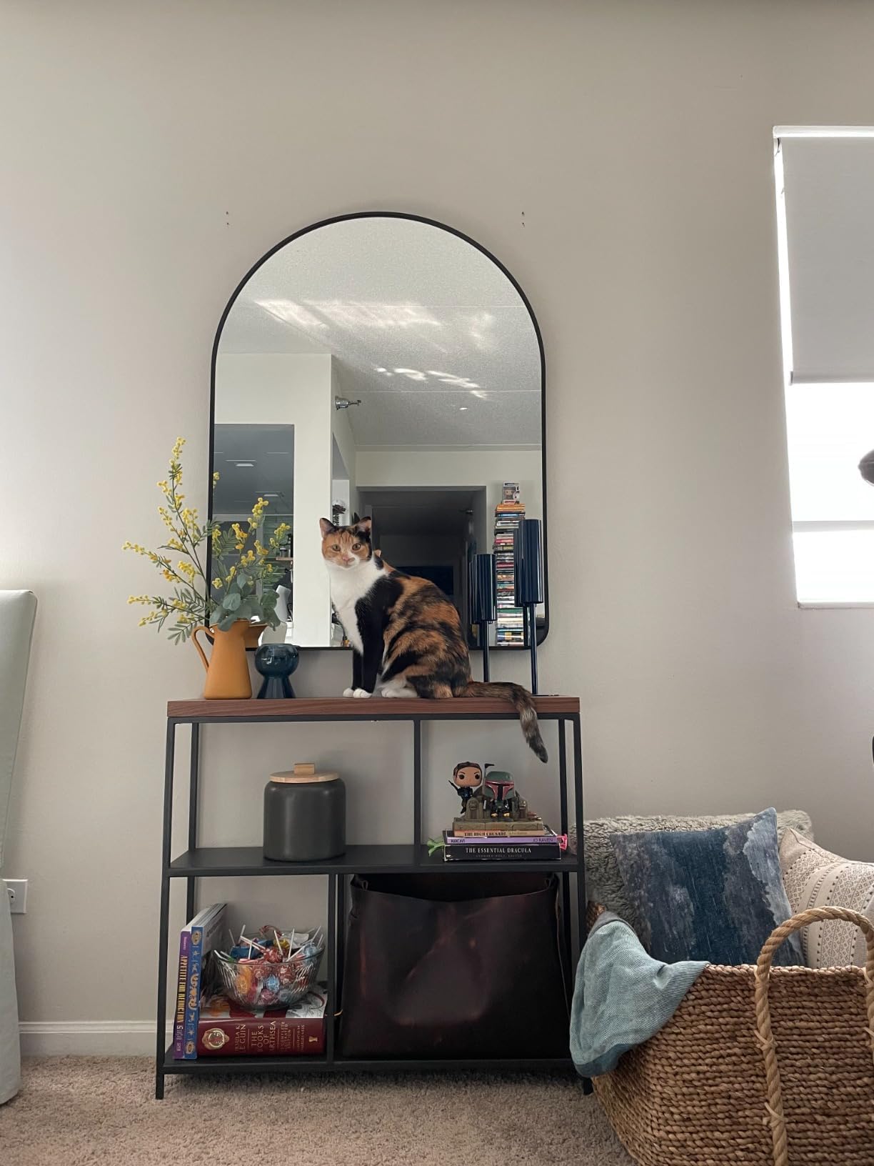 24x36 Inch Black Arched Wall Mirror - Brushed Metal Frame Bathroom Vanity Mirror for Living Room, Bedroom & Entryway Decor - Elegant Wall Mounted Mirror for Home & Office Use