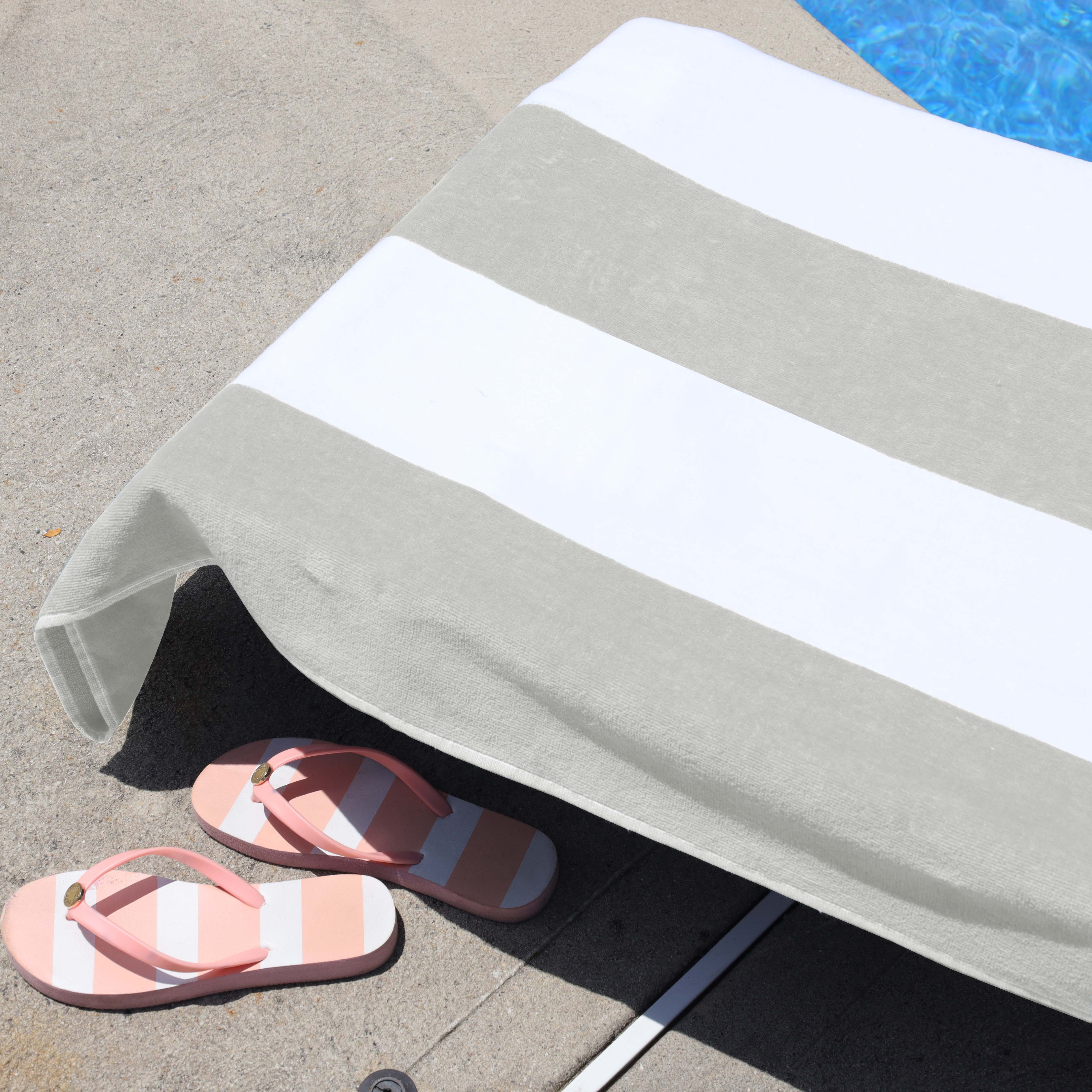 Premium Cotton Cabana Stripe Chaise Lounge Chair Cover - Standard Size, UV Resistant & Waterproof - Perfect for Poolside, Patio, and Outdoor Furniture Protection