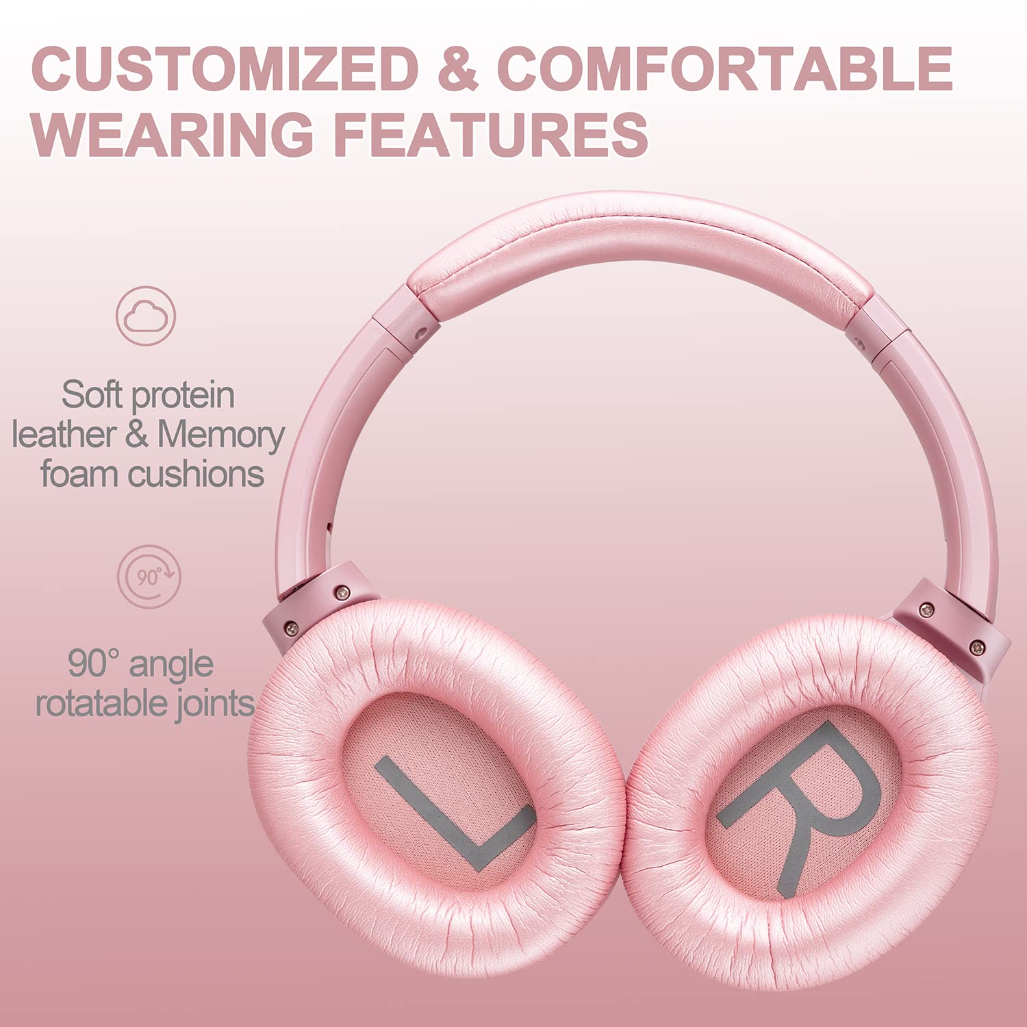 ZIHNIC 2-Pack Rose Gold Active Noise Cancelling Wireless Headphones & Black Bluetooth Headset Bundle - Perfect for Travel, Work, and Gym Use