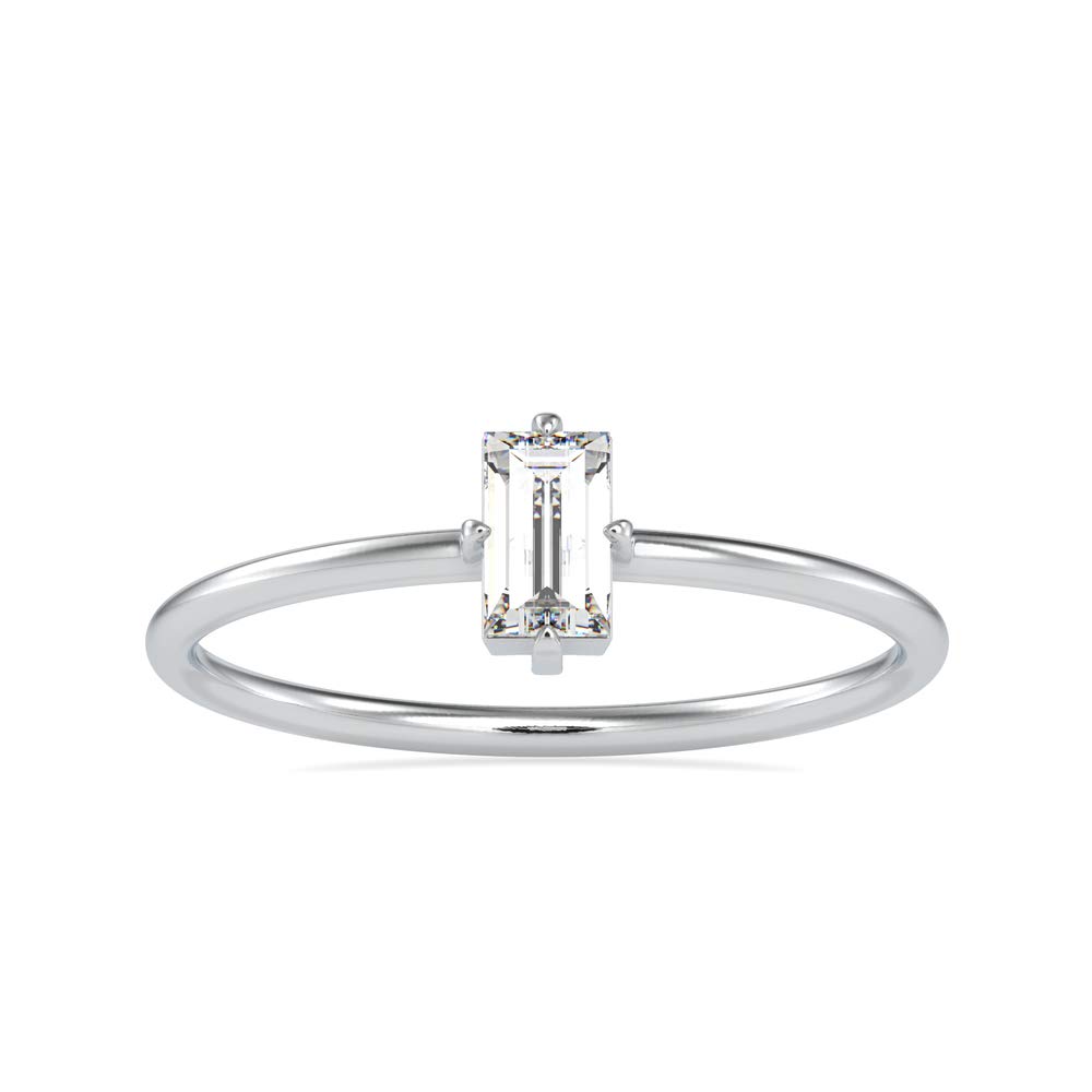 Certified 18k White/Yellow/Rose Gold Moissanite Engagement Ring with Baguette Accents | 0.31 Cttw G-VS2 Solitaire Diamond Anniversary Ring for Women | Perfect for Proposals, Weddings & Birthday Gifts