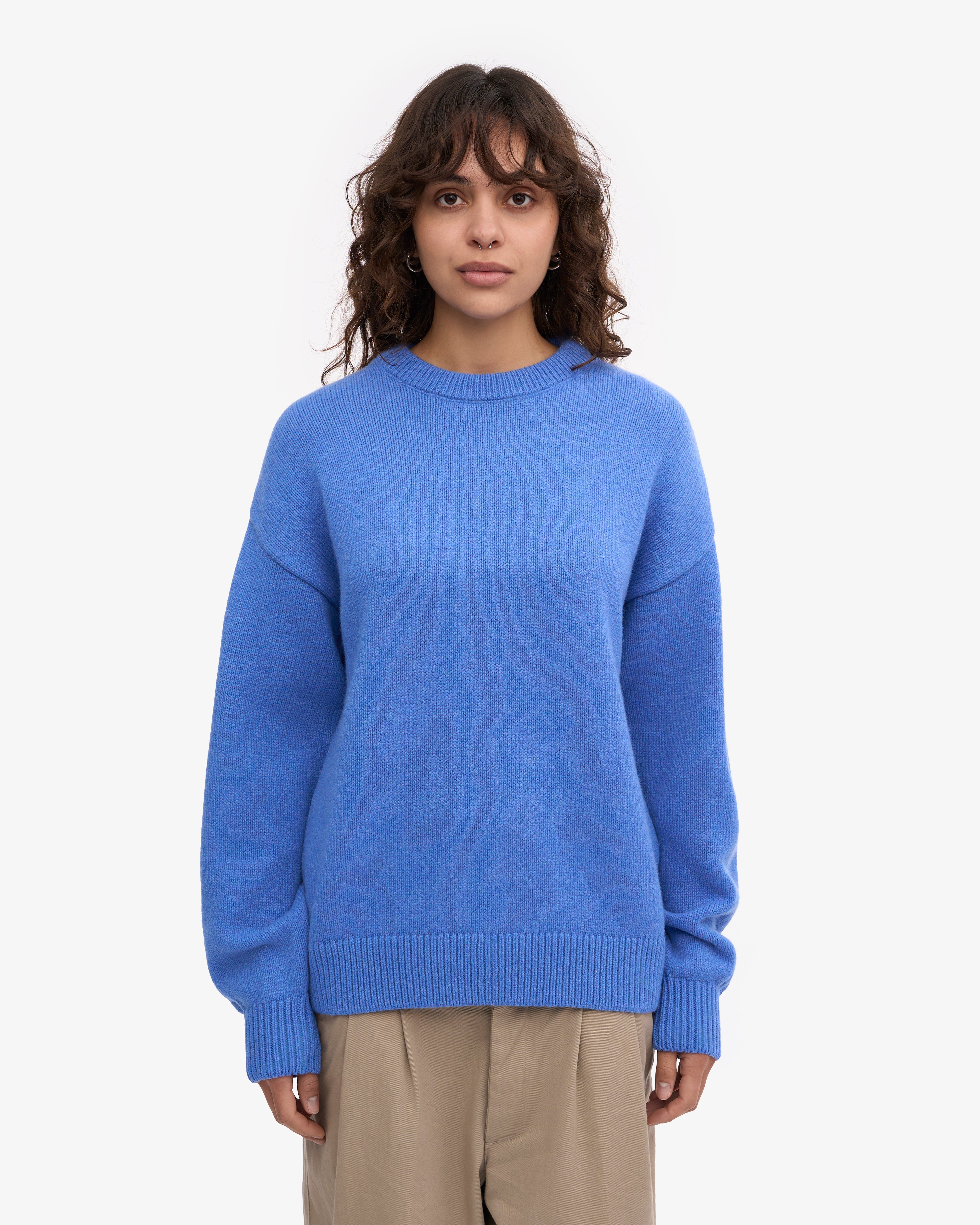 Premium Oversized Merino Wool Sweater - Soft & Warm Crewneck Pullover in Pacific Blue | Cozy Winter Wear & Casual Outfit Essential