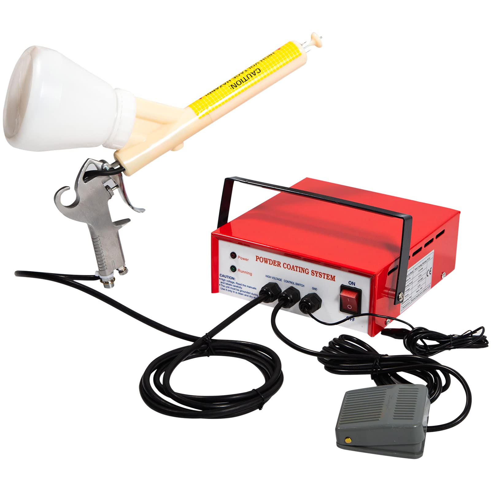 TBVECHI Electrostatic Powder Coating Gun Kit with Foot Switch - 110V Red Powder Spray Paint System for Metal, Wood & DIY Projects | Professional Powder Coating Machine for Automotive Parts, Furniture & Home Improvement