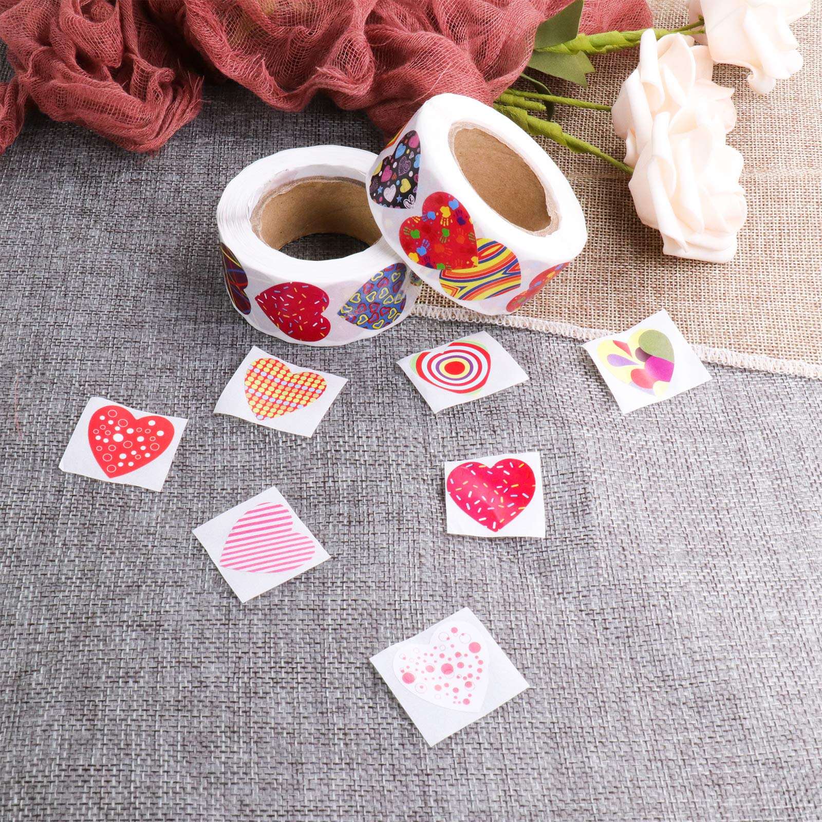 2500 Pcs Valentine's Day Roll Stickers - Sweet Heart Envelope Seals, Self-Adhesive Decorative Stickers for Valentine's Day Cards, Gifts, Scrapbooking & Party Decorations