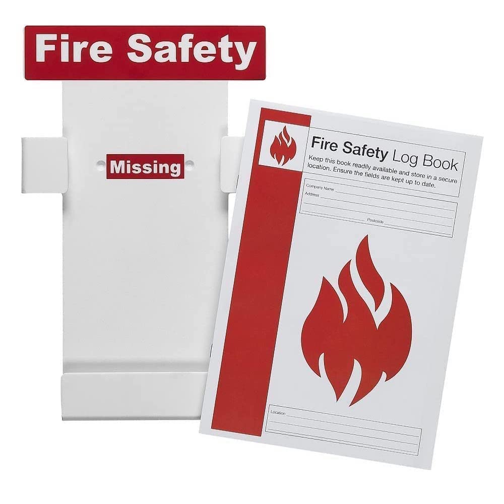 Fire Safety Log Book Station with Free A4 Fire Safety Log Book - Perfect for Workplace, School & Home Safety Compliance & Inspection Records