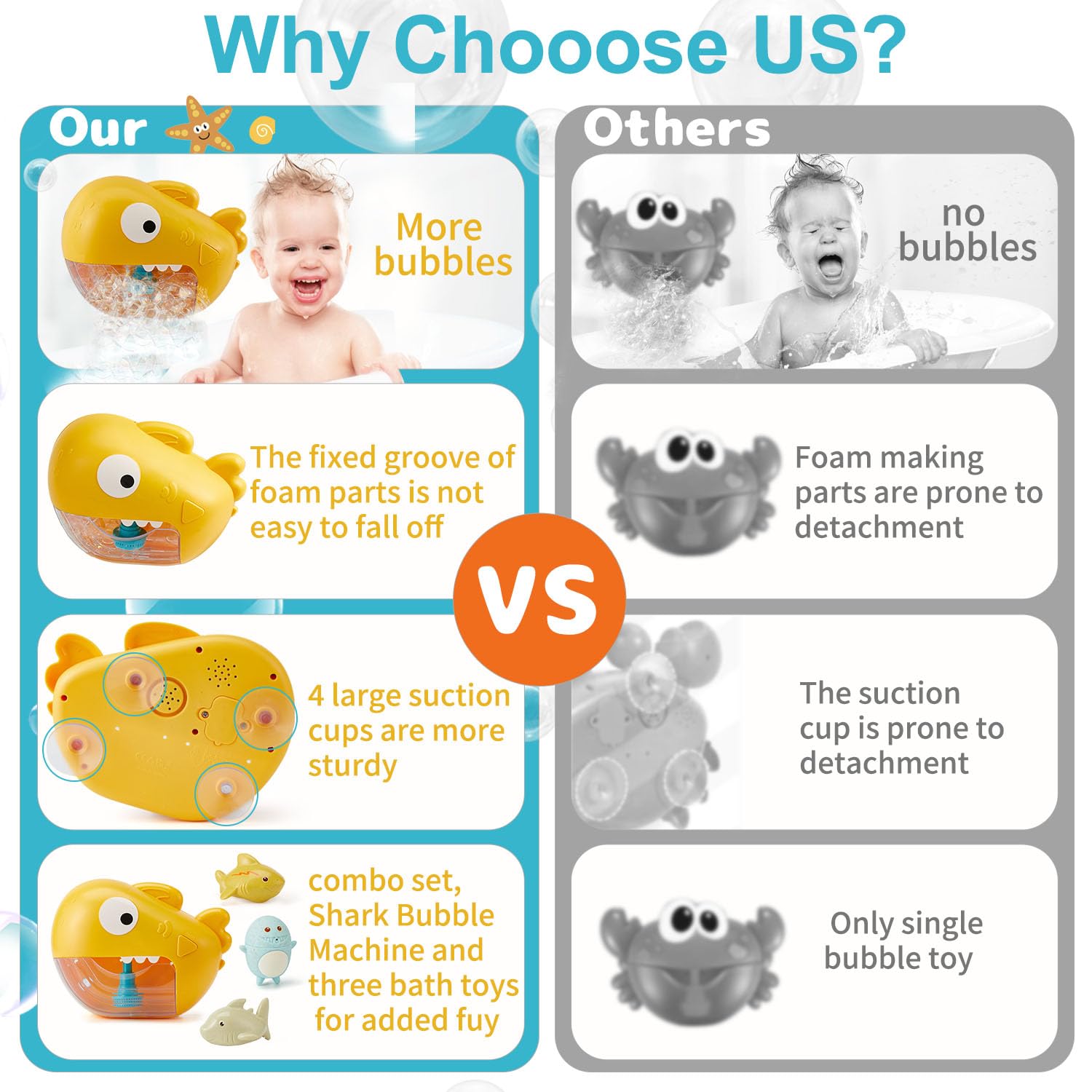 **Automatic Bubble Machine Bath Toy with Music - 3 PCS Silicone Baby Bath Toys for Infants 6-12 Months & Toddlers 1-8 Years - Fun Bath Time & Birthday Gift for Kids (Perfect for Sensory Play & Early Learning)**