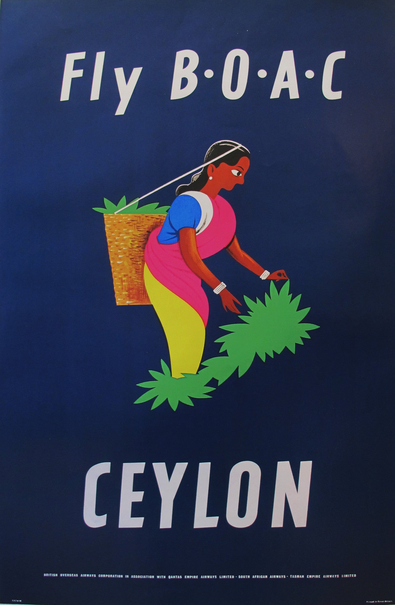 Vintage 2014 Sri Lankan Travel Poster - Fly BOAC Ceylon Retro Wall Art for Home & Office Decor | Perfect for Living Room, Bedroom, or Office Wall Display