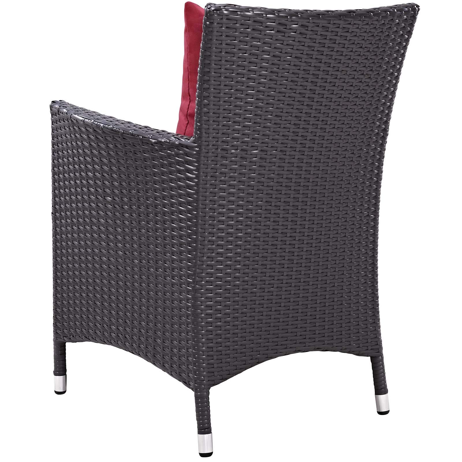 Modern Outdoor Patio Garden Lounge Coffee Fire Pit Table and Chair Set - Weather-Resistant Fabric Rattan Wicker Furniture - Perfect for Backyard, Poolside & Camping Gatherings (Red)
