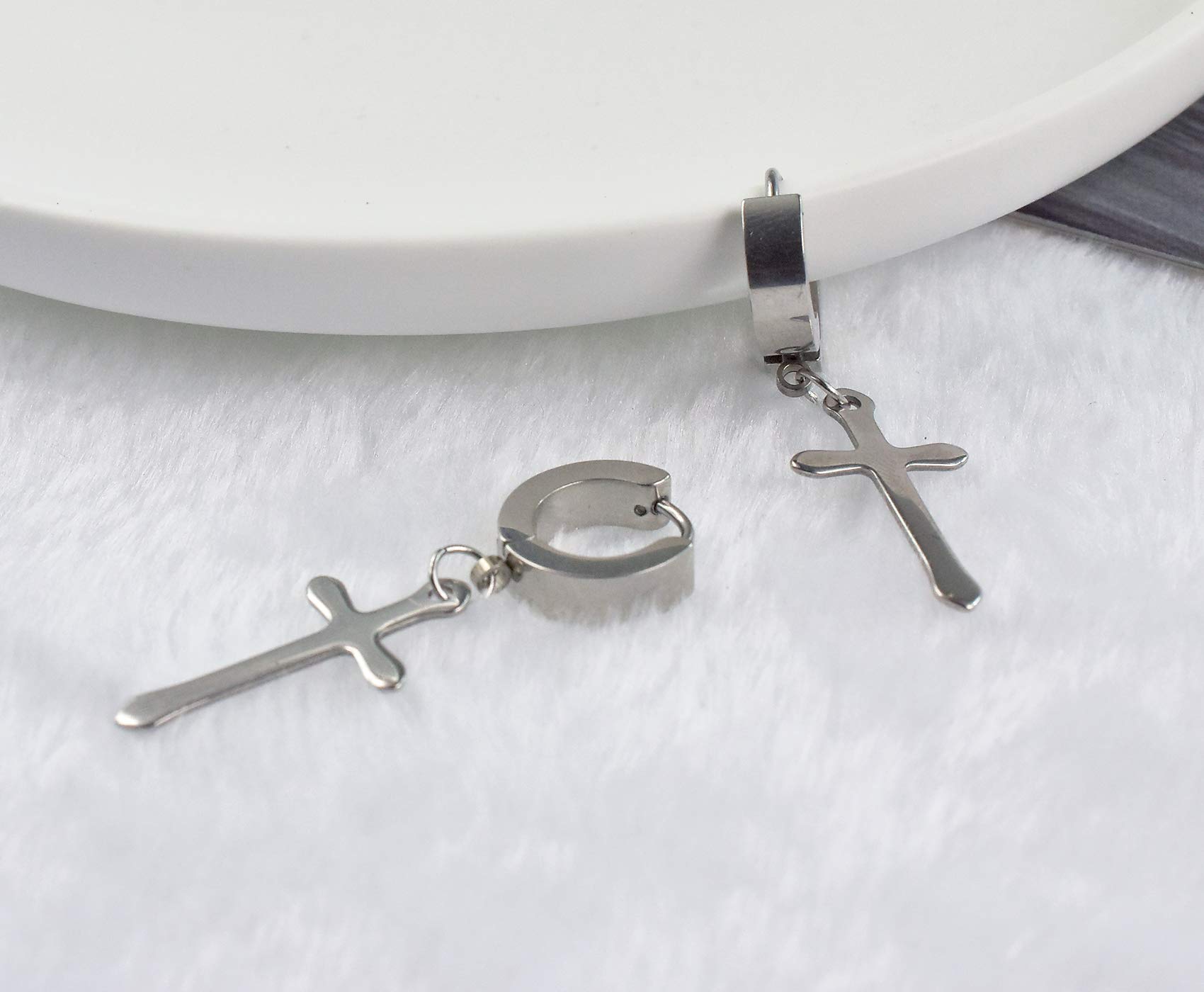 Stainless Steel Cross Earrings for Men & Women - Gold, Black, Silver Hoop Huggie Drop Dangle Earrings - Hypoallergenic Piercing Jewelry Set for Him Her - Perfect for Gifts, Parties, and Everyday Wear