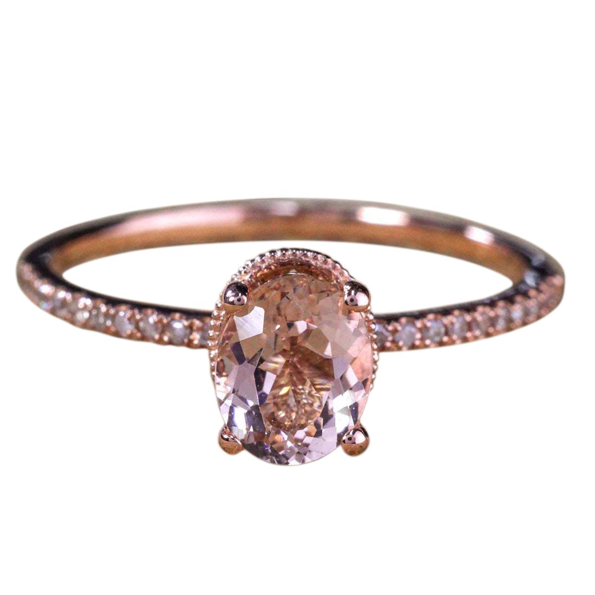 1.25 Carat Oval Cut Morganite Solitaire Engagement Ring with Diamond Accents in 18k Gold Plating - Perfect for Proposals, Anniversaries & Special Occasions