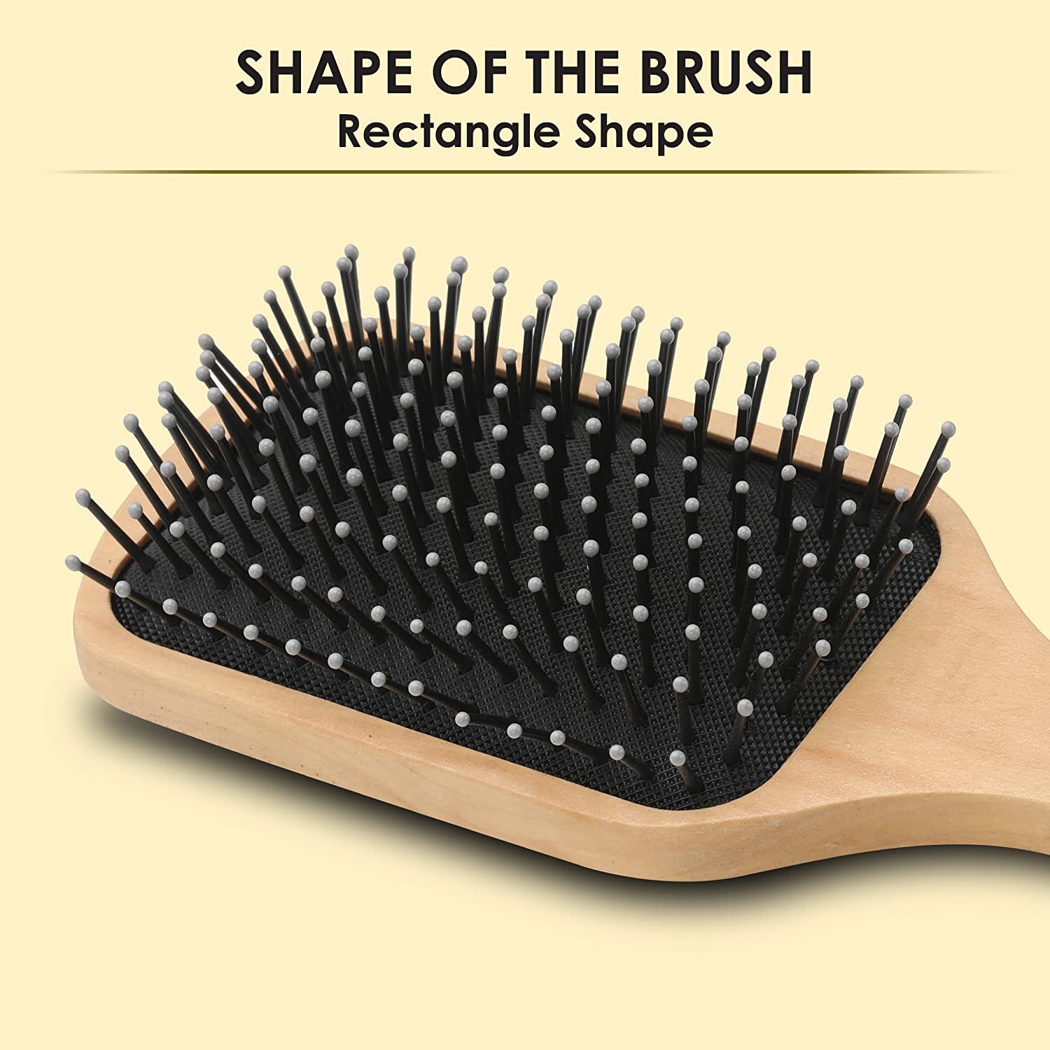 MYN Professionals Wooden Detangling Hair Brush - Natural Paddle Hairbrush for Women, Men & Kids - Stimulates Scalp, Promotes Hair Growth & Adds Shine - Perfect for Daily Hair Care, Detangling Wet/Dry Hair & Scalp Massage