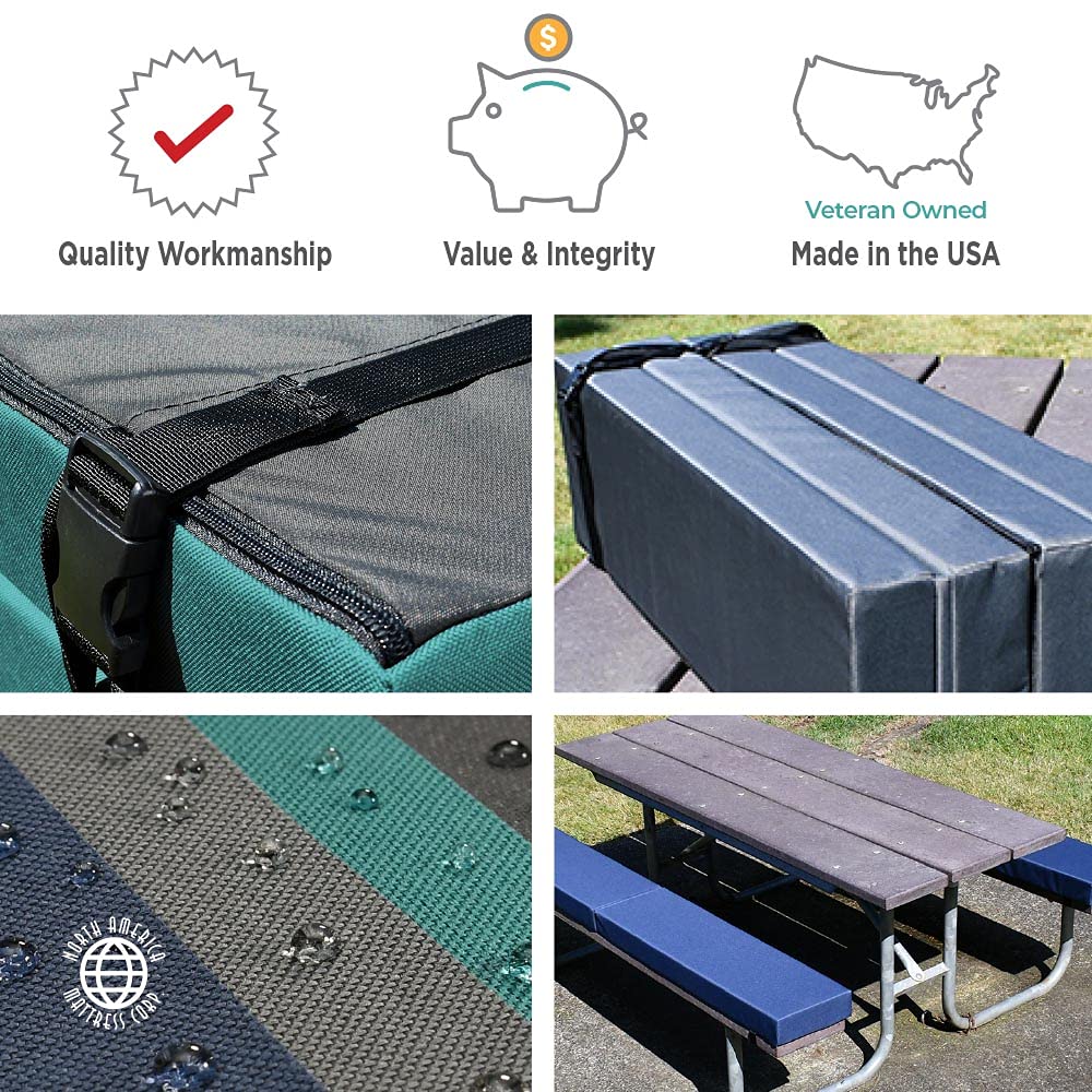6ft Outdoor Picnic Bench Seat Cushion Set (2-Piece) - 72