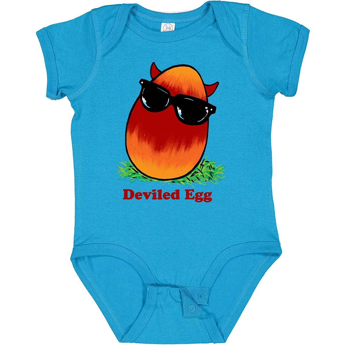 Inktastic Easter Red and Orange Devil Egg Horns Baby Bodysuit - Cute Holiday Outfit for Easter Celebrations & Baby Photo Shoots