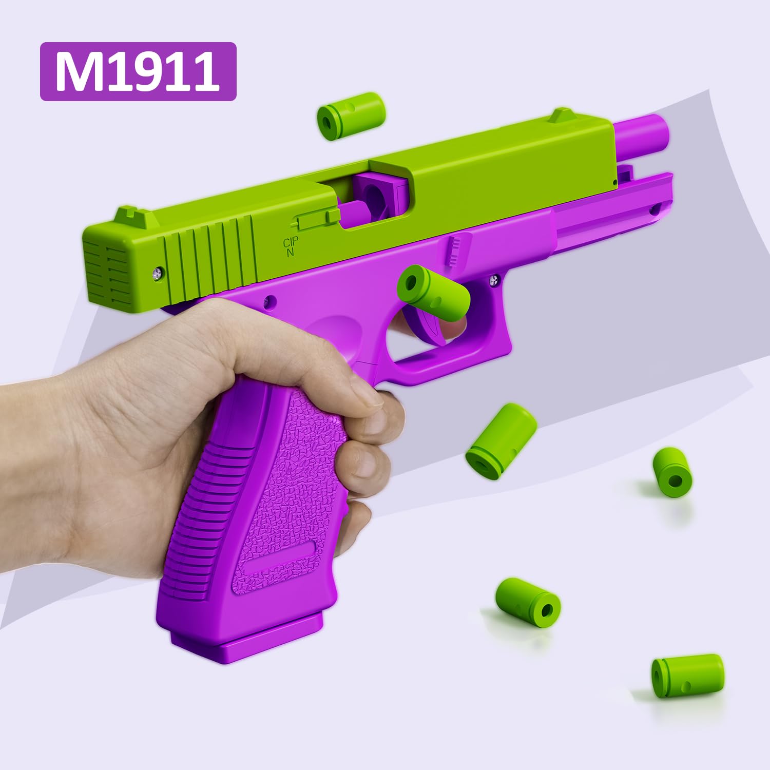 Realistic Shell Ejecting 1911 Toy Gun - 2 Pack with 10 Loadable Shells (Non-Firing) - Stress Relief Fidget Toy for Kids & Adults - Perfect Gift for Birthday & Halloween - Purple - Great for Role Play, Collecting & Sensory Play