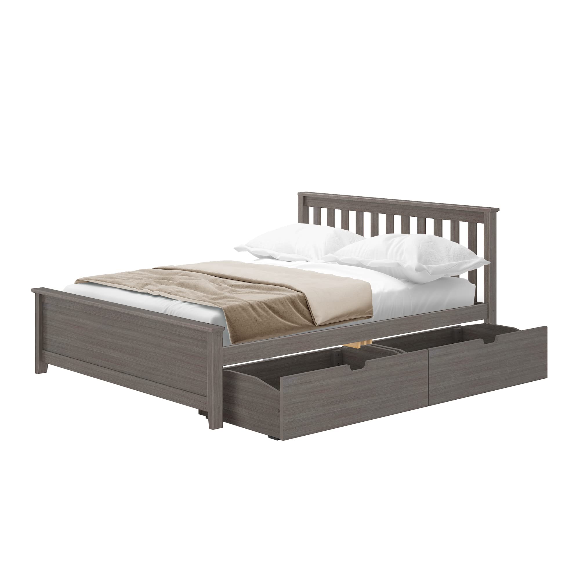 Plank+Beam Queen Size Storage Bed Frame with 4 Drawers, Rustic Clay Finish - Perfect for Small Bedrooms & Guest Rooms with Extra Storage Needs