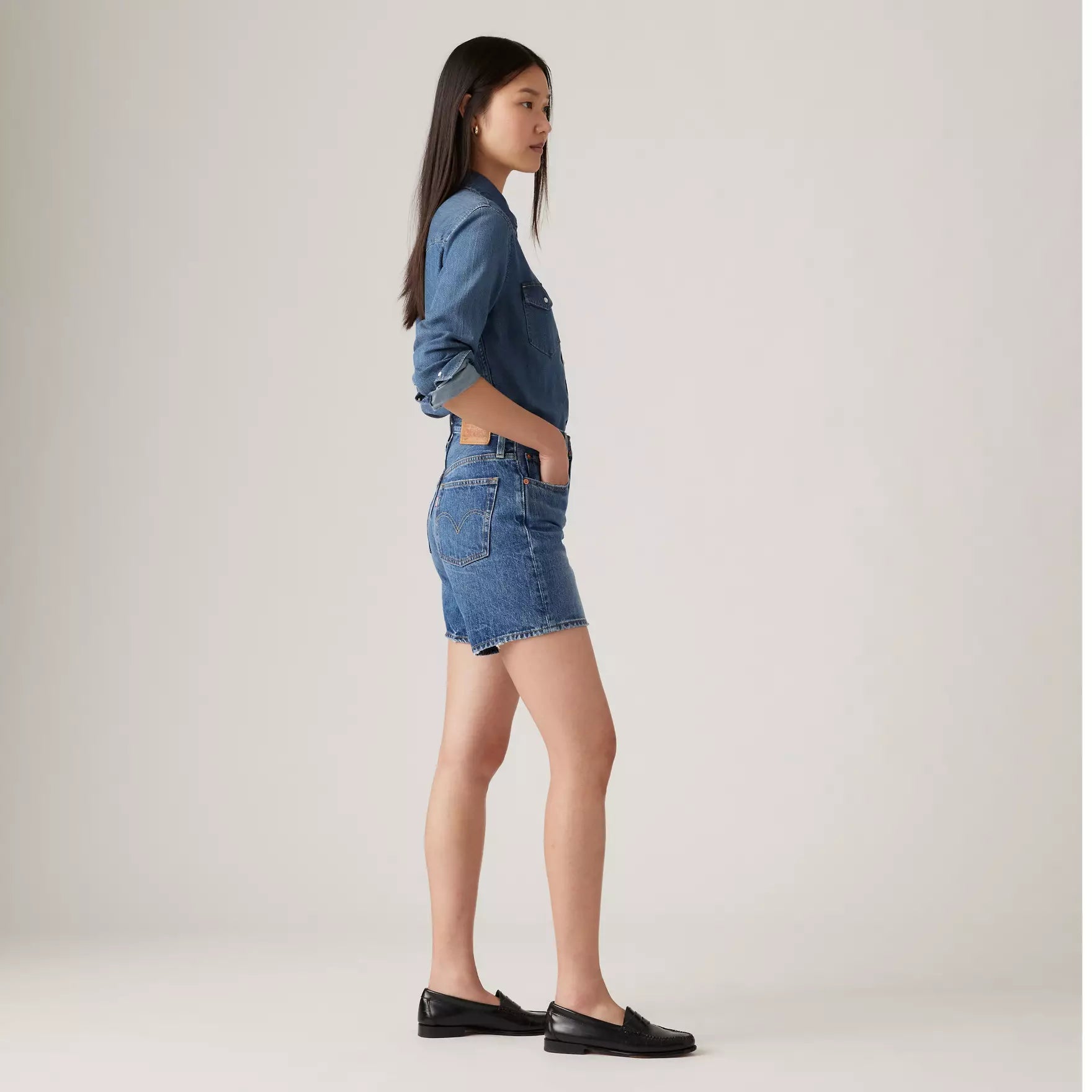 Levi's 501 Mid Thigh Shorts for Women - Classic Blue Denim Shorts | Casual Summer Wear, Beach Outfits & Street Style Fashion