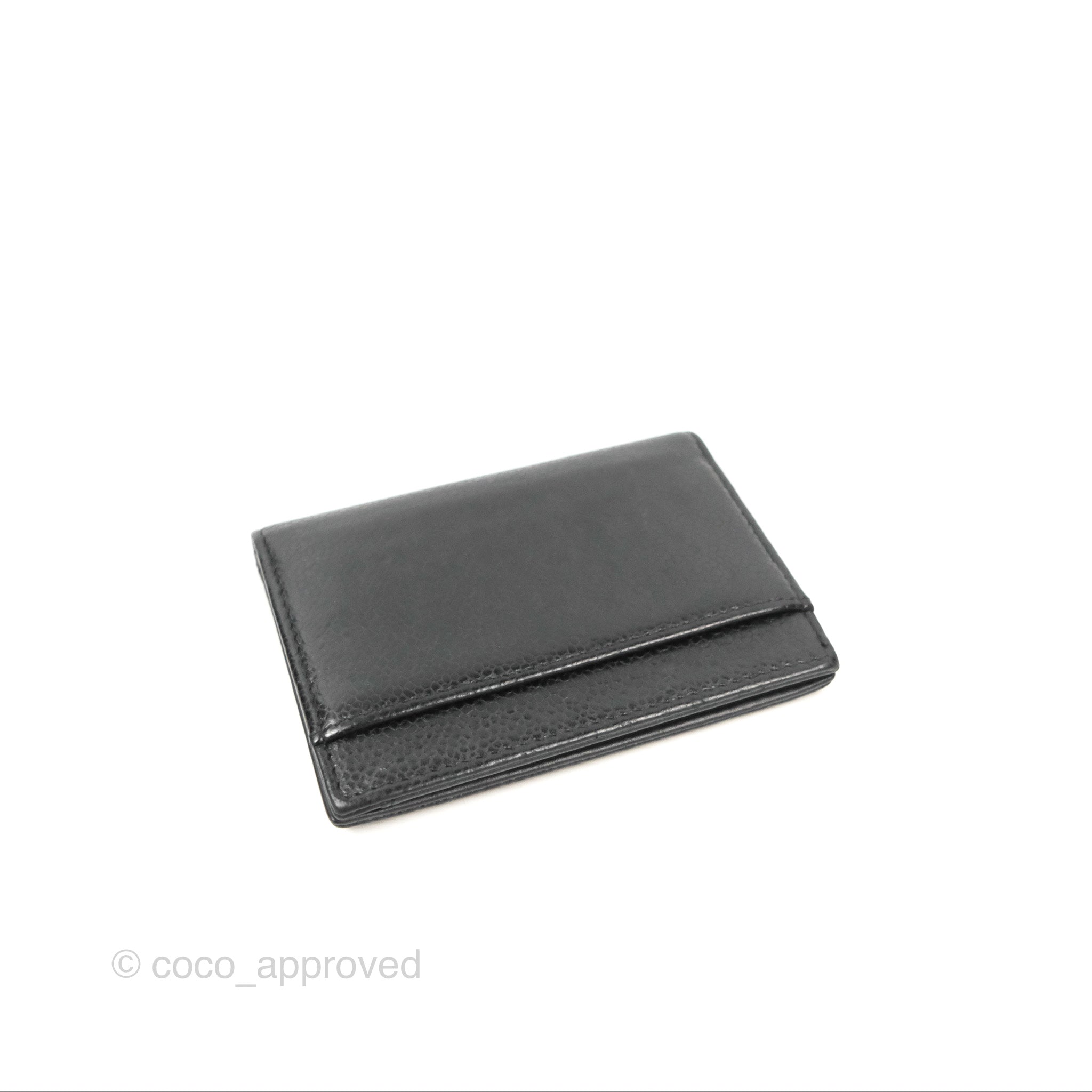 Chanel CC Card Holder Black Caviar Leather Wallet - Luxury Compact Credit Card Case for Women - Perfect for Everyday Use & Travel Accessories