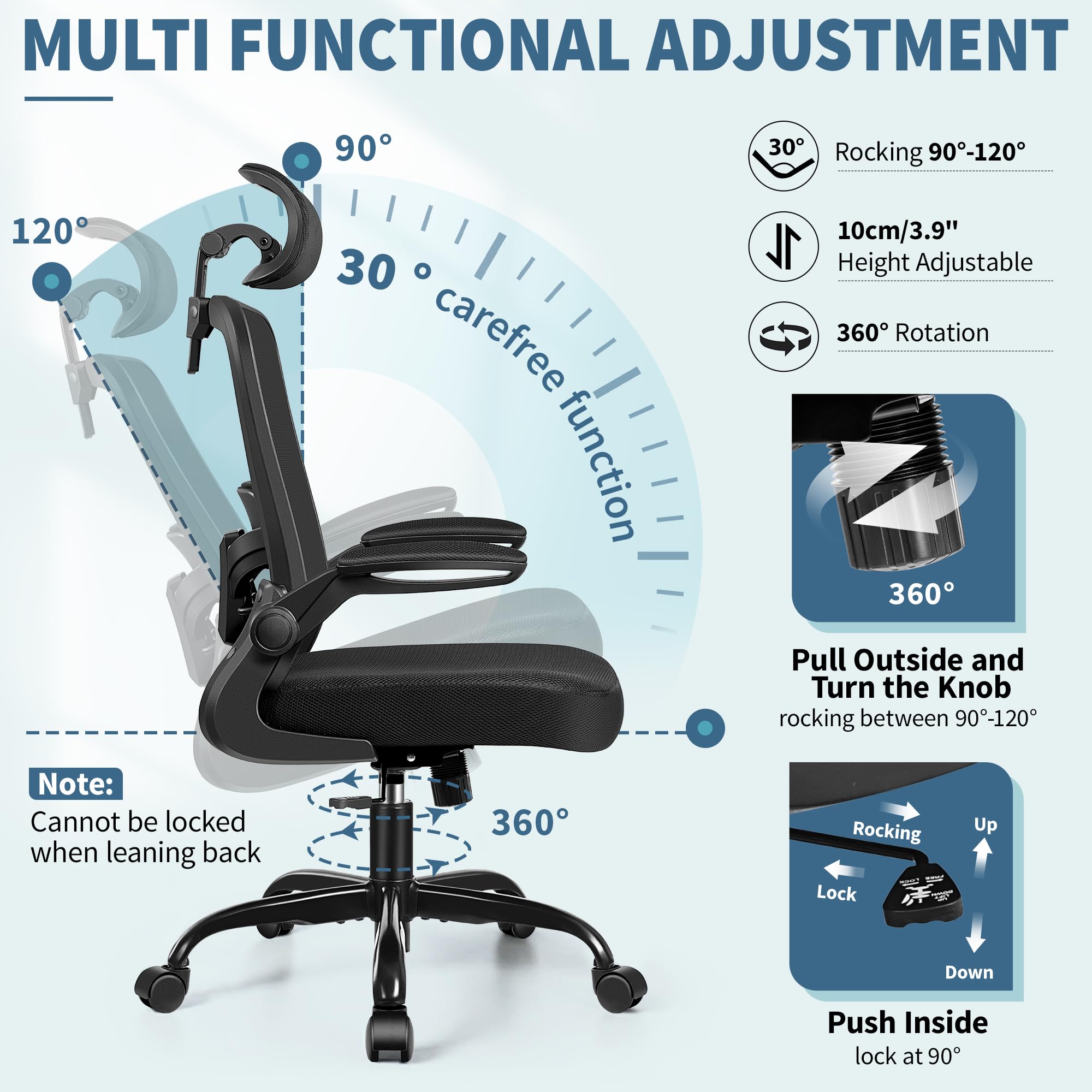 FelixKing Ergonomic Office Chair - Adjustable Lumbar Support & Headrest, High Back Swivel Task Chair with Armrests, Height Adjustable Computer Desk Chair for Home Office & Gaming (Black) - Perfect for Long Work Hours, Online Meetings, and Comfortable PC Gaming Sessions