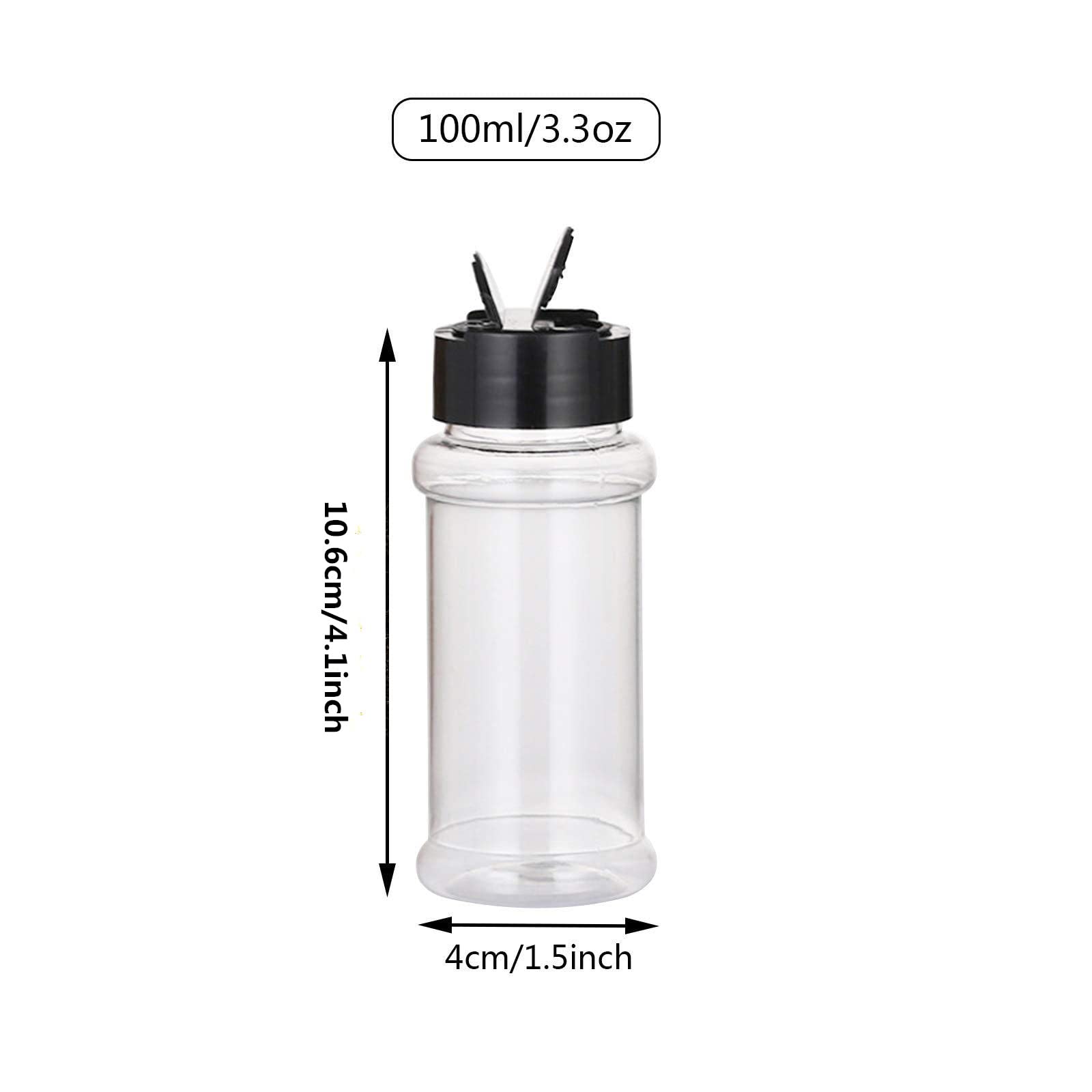 FEOOWV 12-Pack 3.3 Oz Plastic Spice Jars with Black Screw Lids - BPA-Free Airtight Containers for Spices, Herbs & Powders - Perfect for Kitchen, Pantry & DIY Seasoning Storage