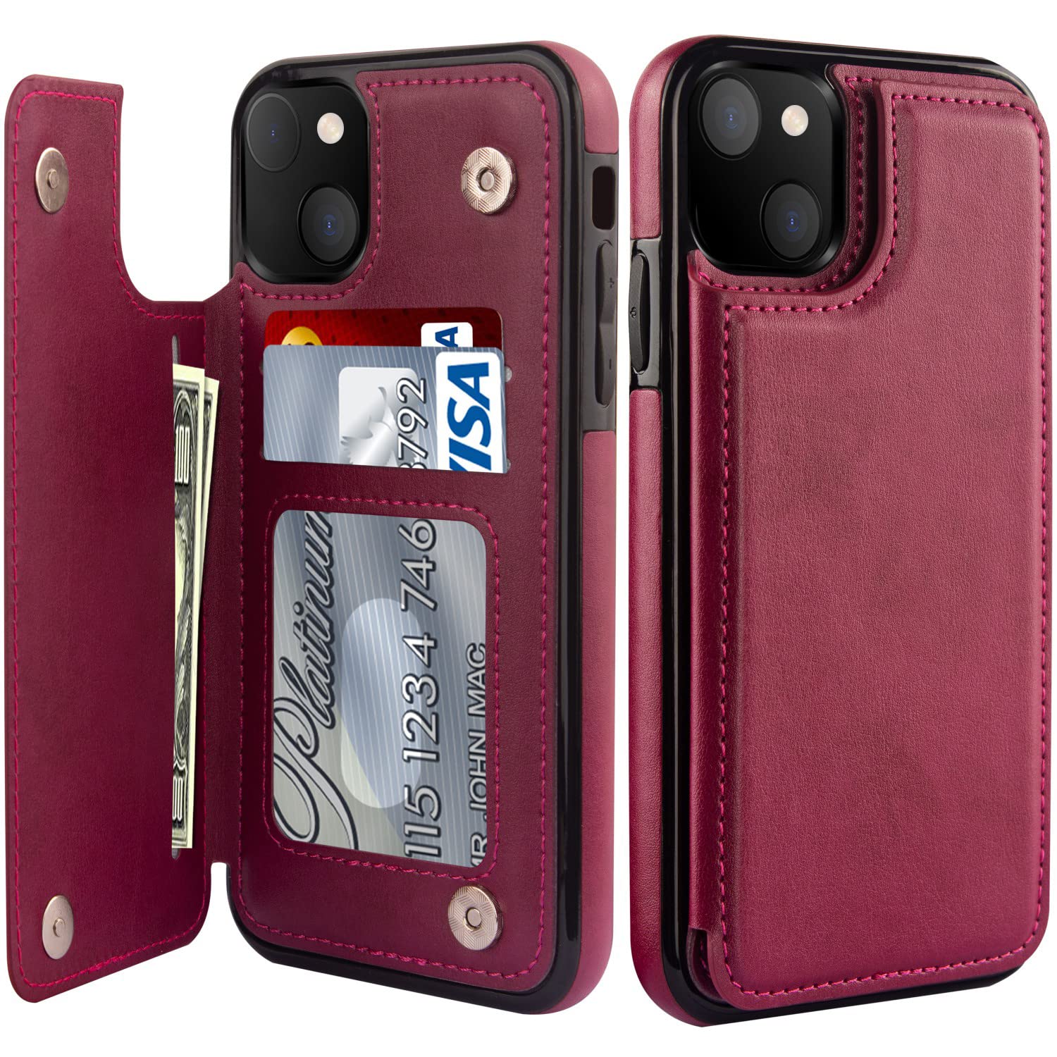 Premium LETO Luxury Flip Folio Leather Wallet Case for iPhone 13 (6.1