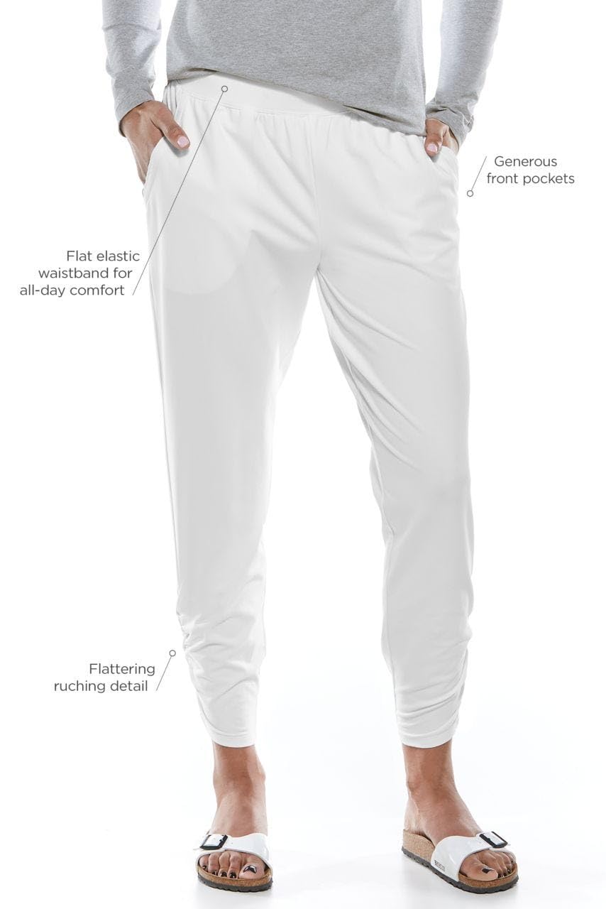 Coolibar UPF 50+ Women's Sun Protective Café Ruche Pants - Lightweight, Breathable & UV Blocking for Outdoor Activities, Travel & Beach Wear