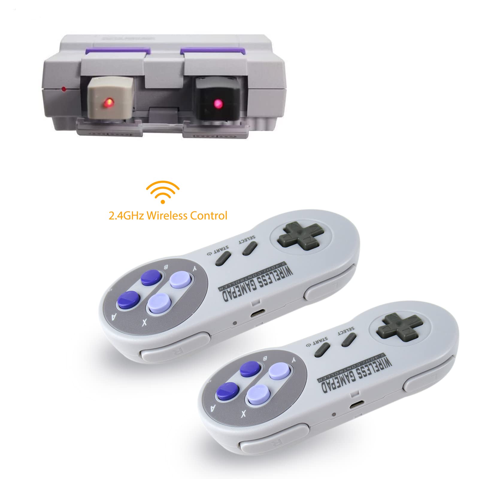 2 Pack Wireless Controller for SNES Classic & NES Classic Mini - USB Gamepad Compatible with Nintendo Switch, Windows, iOS, Android, Linux | Perfect for Retro Gaming & Emulators on PC/Mobile