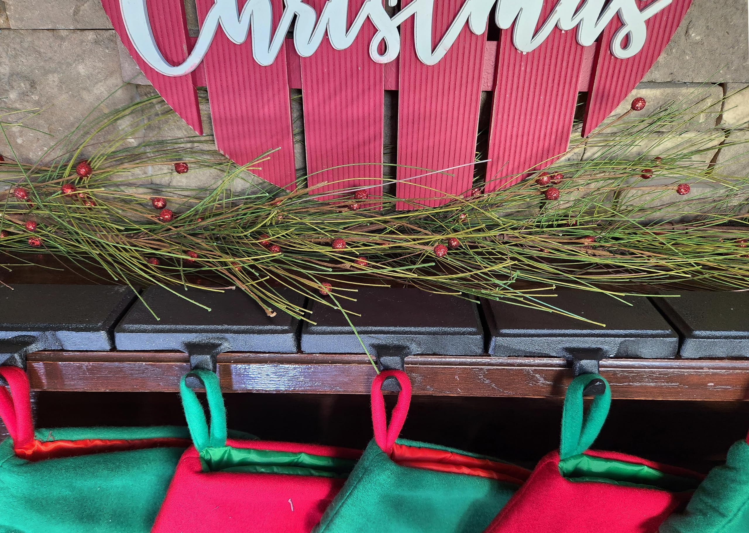 Heavy Cast Iron Christmas Stocking Holders - Set of 4 for Mantel Decor