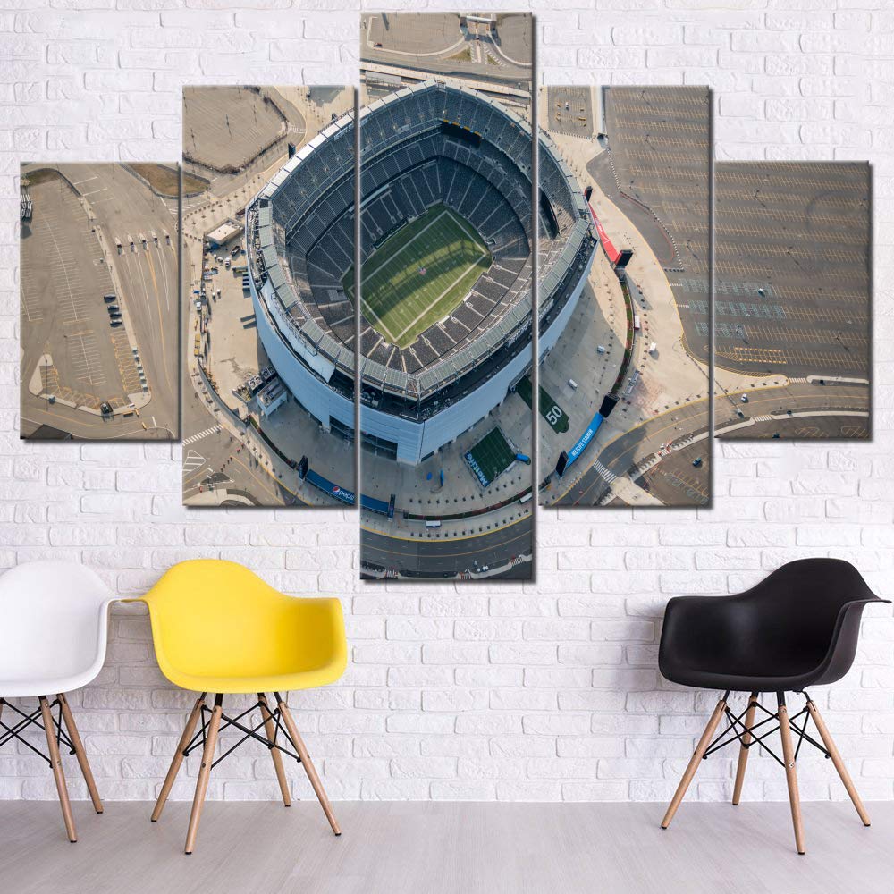 TUMOVO 5-Piece Multi Panel Canvas Wall Art - USA Cityscape Paintings, Framed & Ready to Hang (60''W x 40''H) - Perfect for Living Room, Bedroom, Office & Stadium Decor