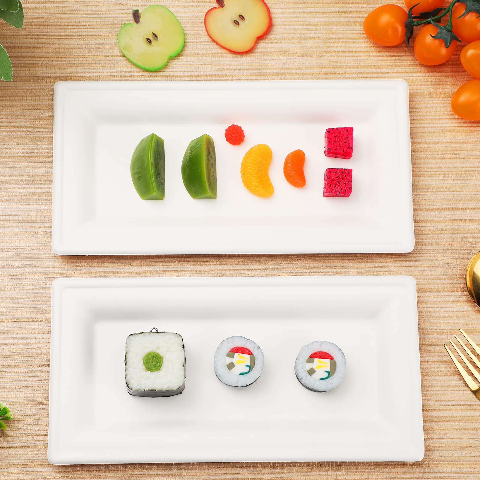 Eco-Friendly Sugarcane Plates - 200pcs Heavy Duty Disposable Platters for Parties, Picnics & Events
