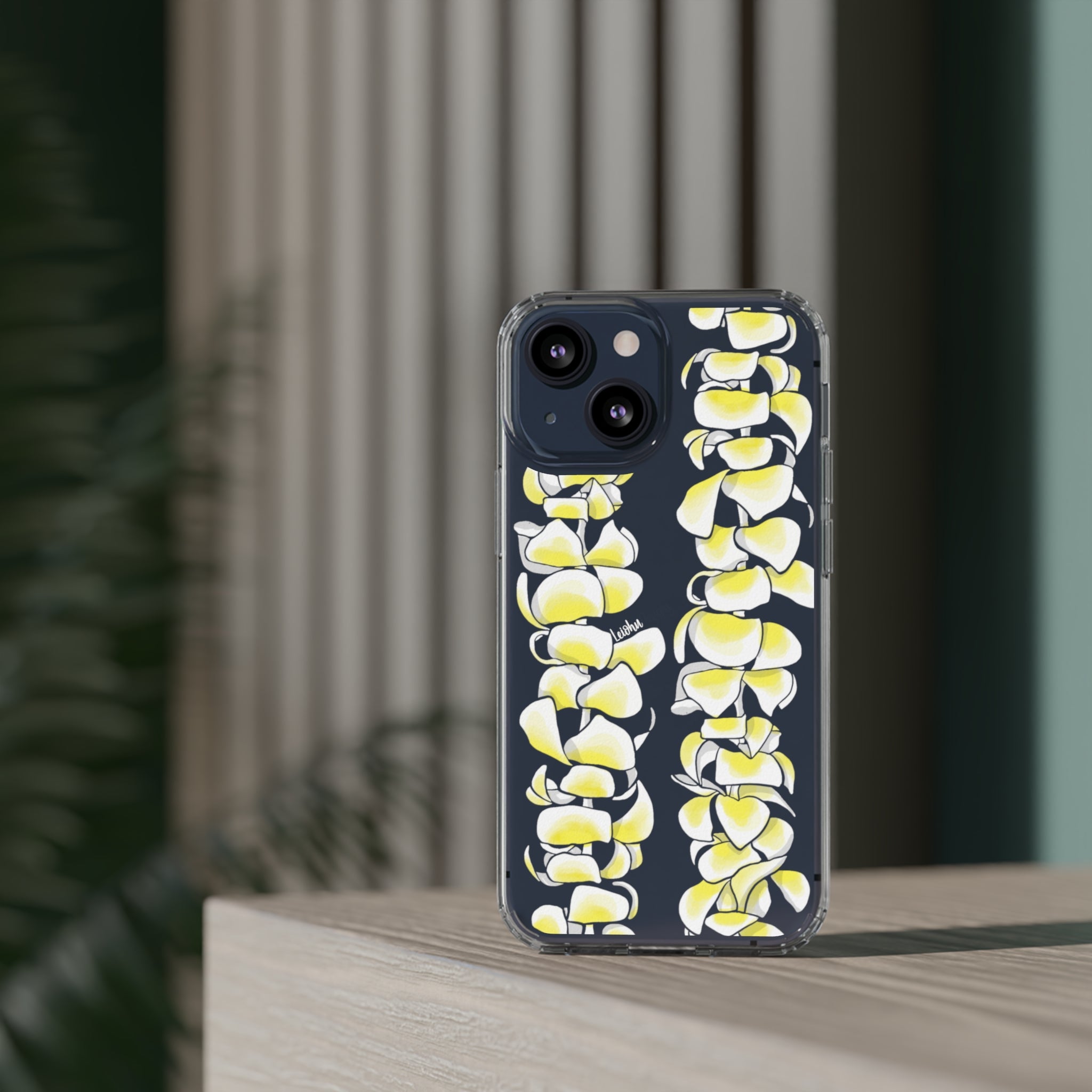 Hawaiian Plumeria Flower Lei Design Clear Phone Case - Durable Protective Cover for iPhone & Samsung - Perfect for Luau Parties, Beach Vacations & Summer Festivals